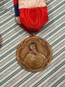 Antique French St. Francis de Sales & St. Jane de Chantal Medals