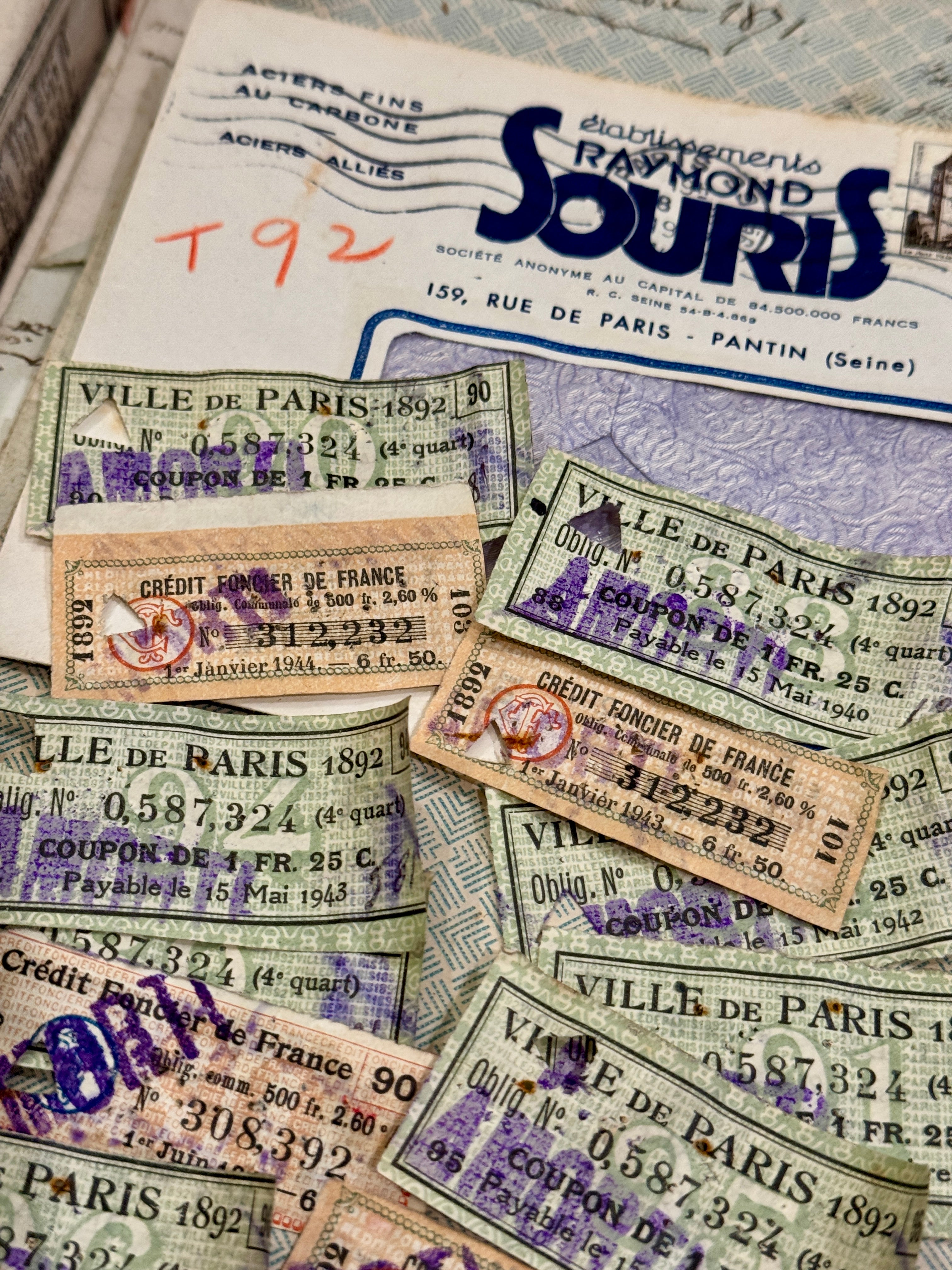 Antique French Envelope with Ephemera