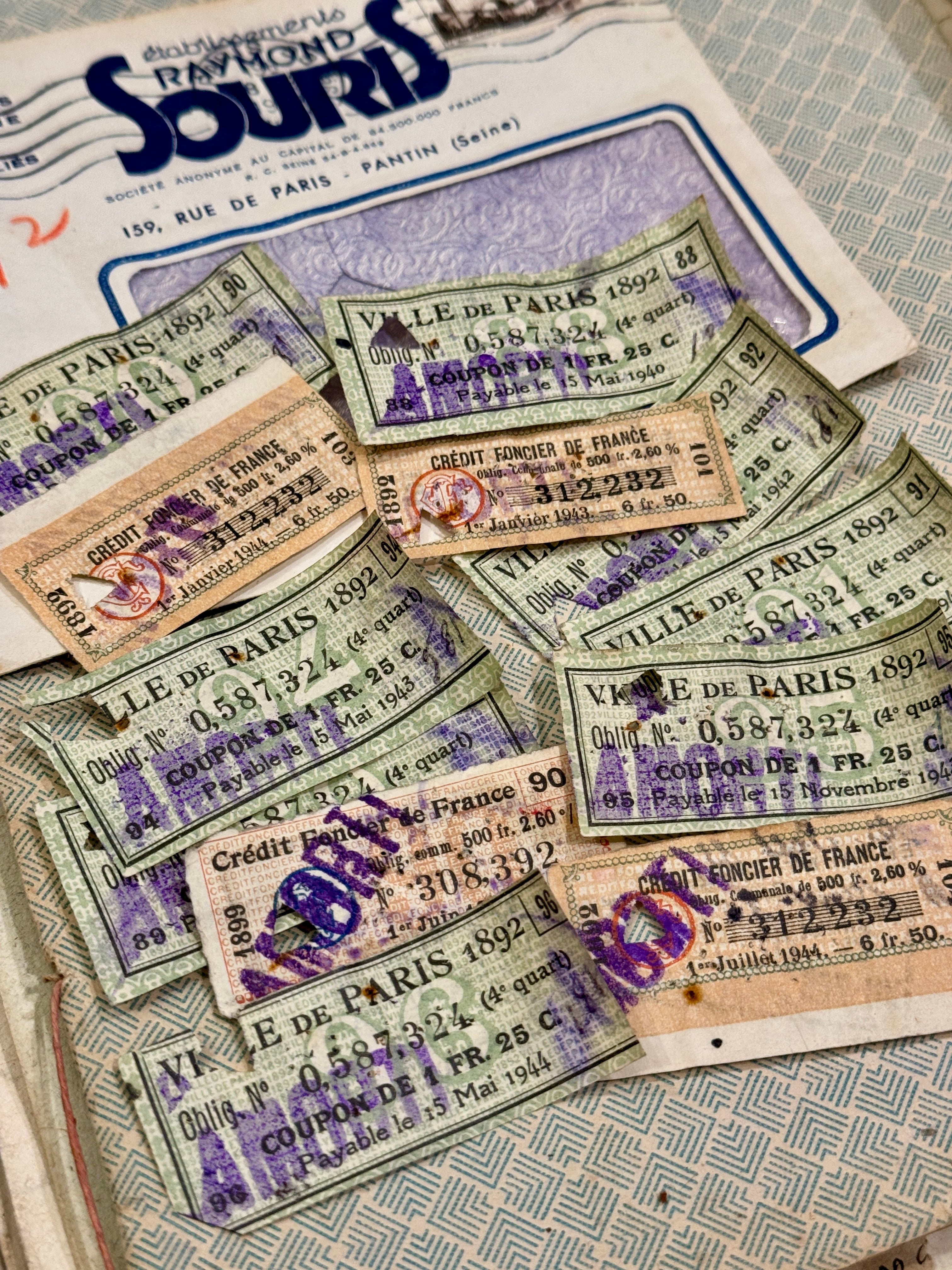 Antique French Envelope with Ephemera