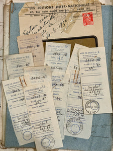 Antique French Envelope with Assorted Tax Receipts