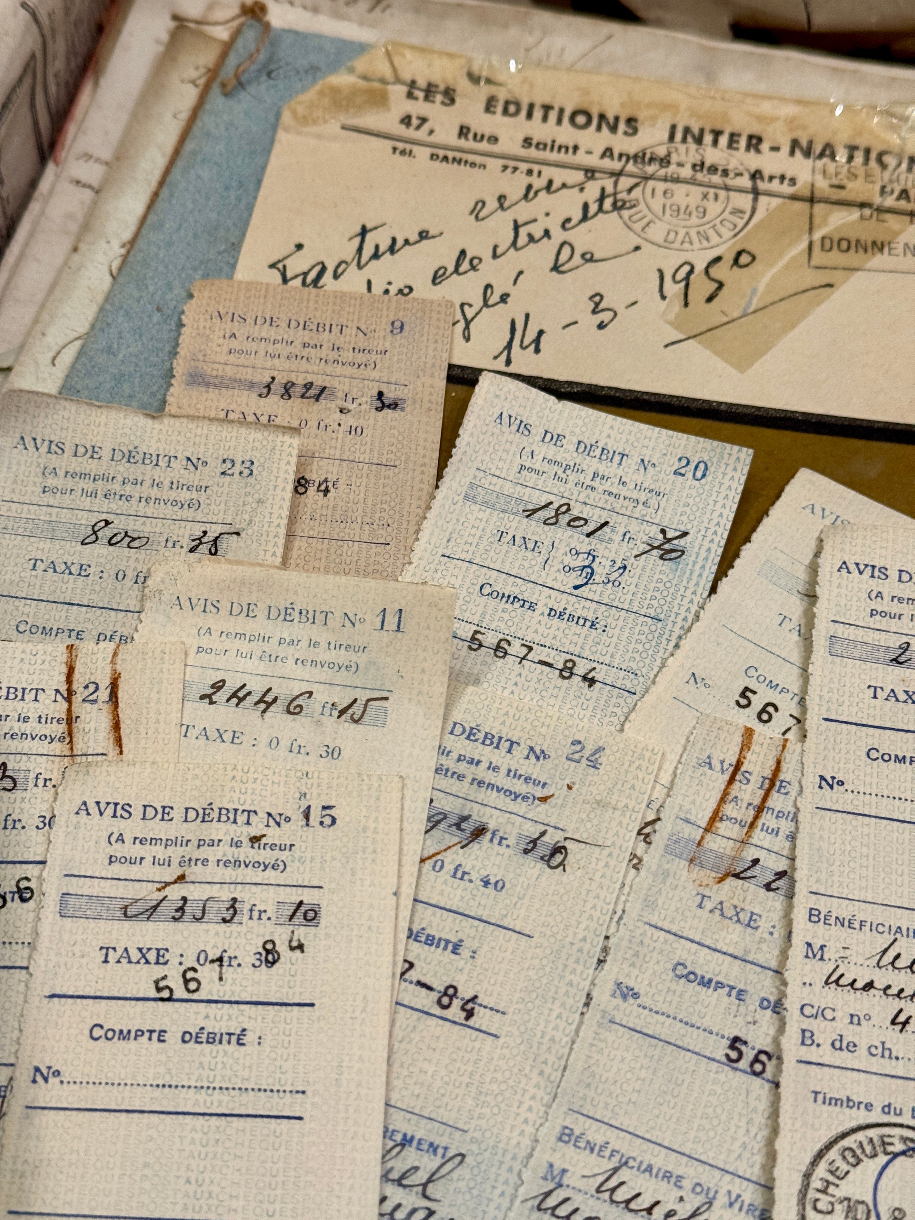 Antique French Envelope with Assorted Tax Receipts