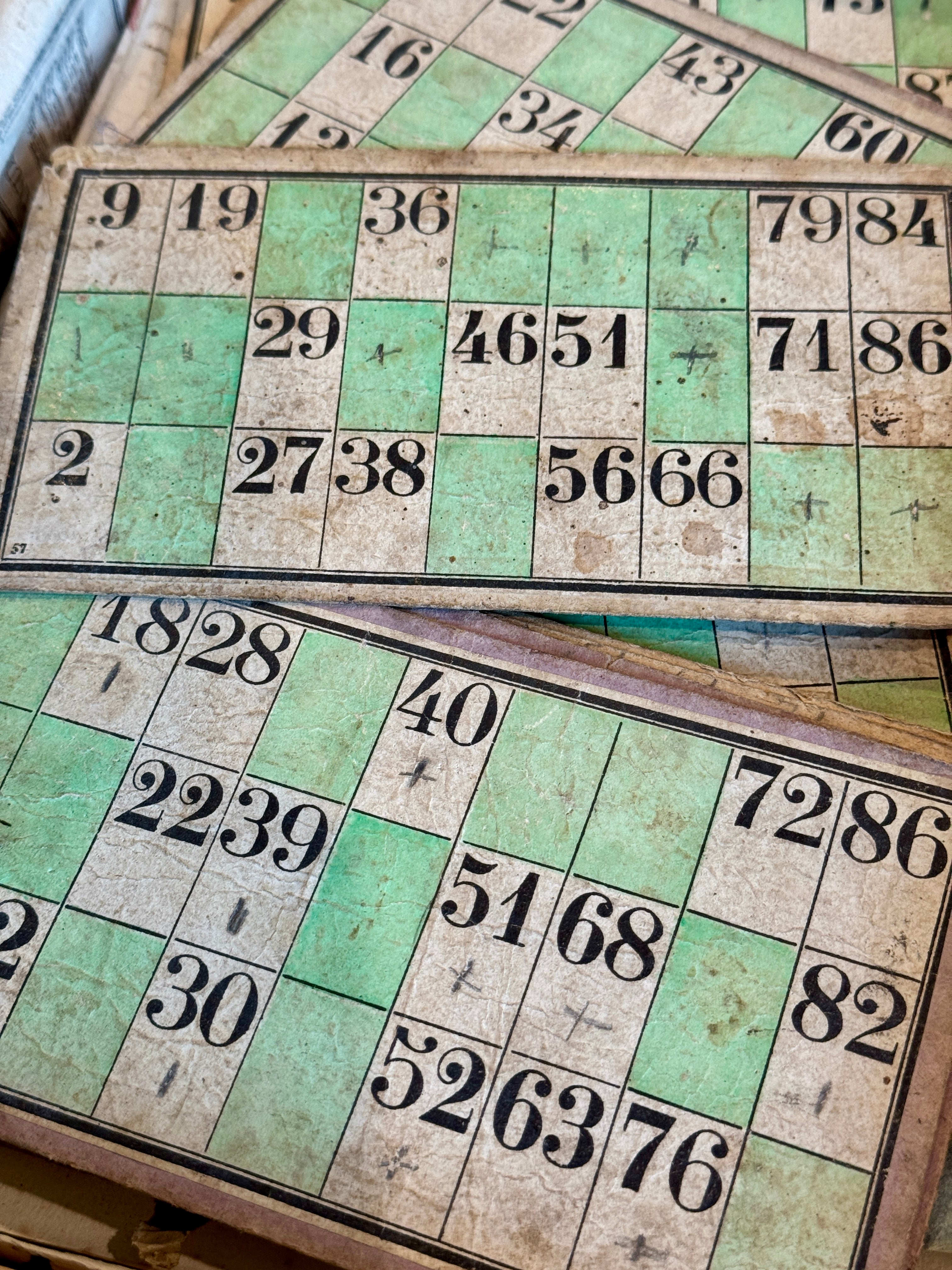 Set of 4 Vintage French Bingo/Loto cards