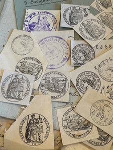 Antique French Envelope with All Sorts of Tax Stamp Ephemera