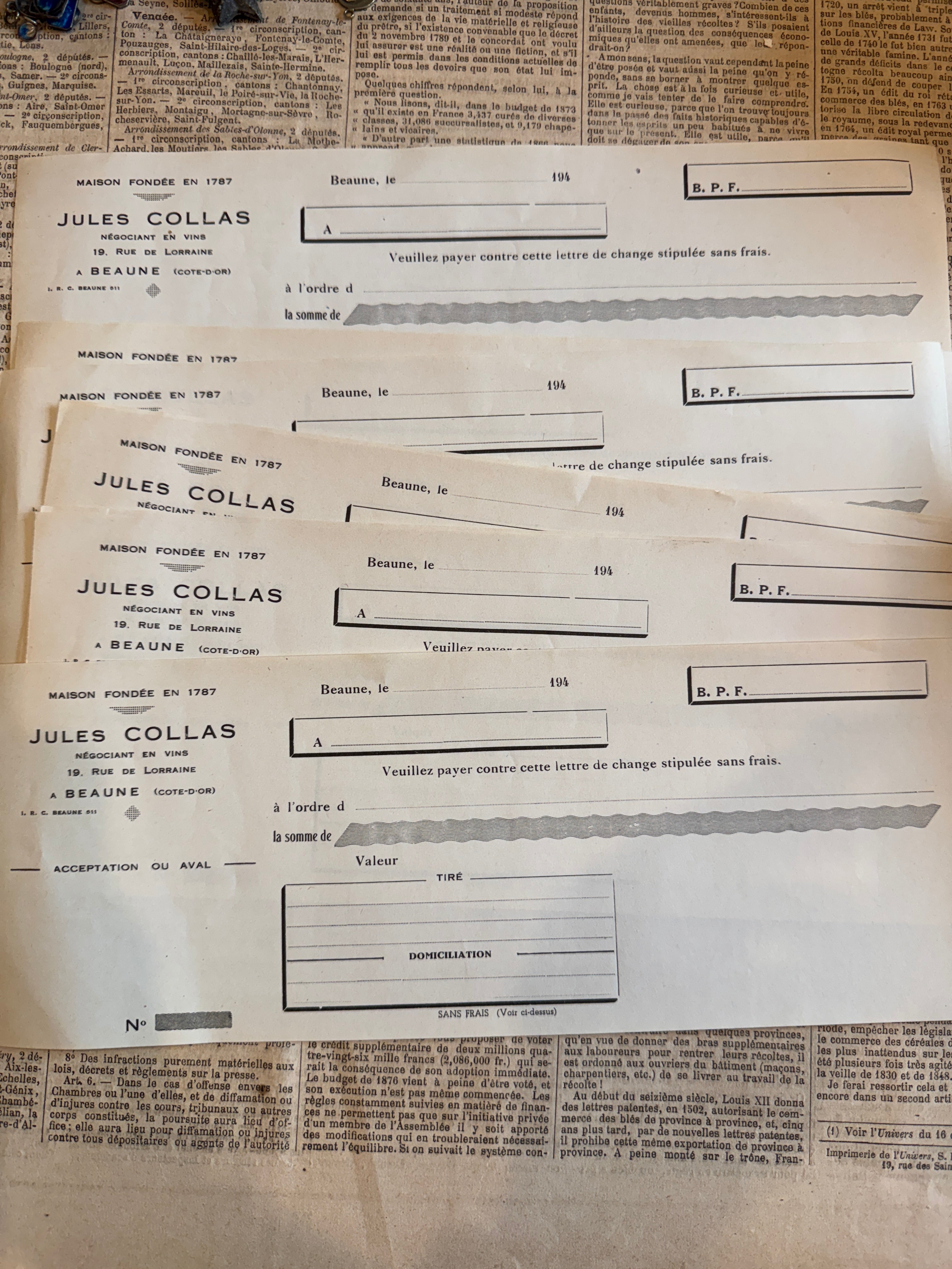 Vintage Checks/Receipt Bundles in sets of 9