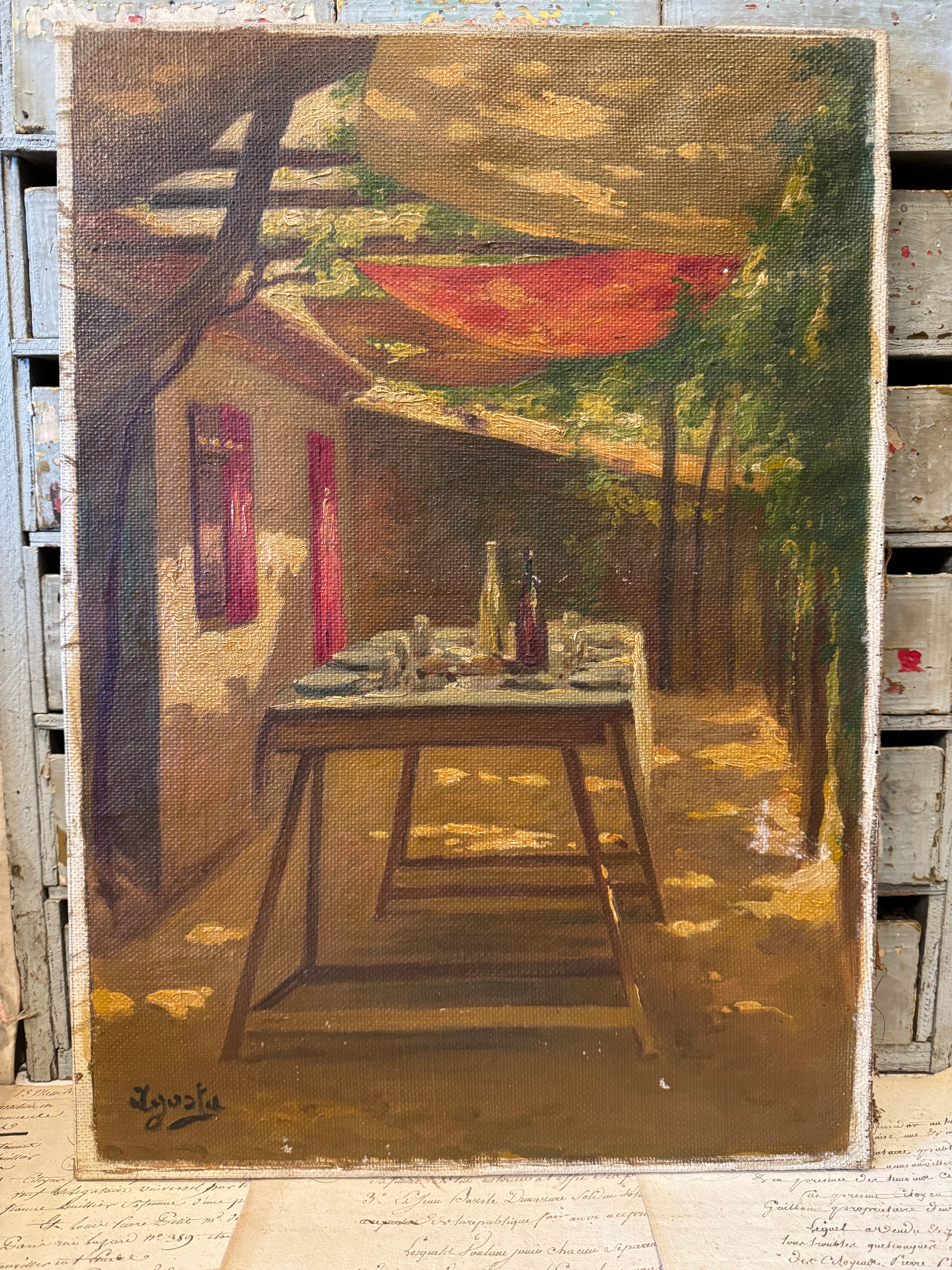 RESERVED For Kim - Original Antique French Oil Painting on Canvas