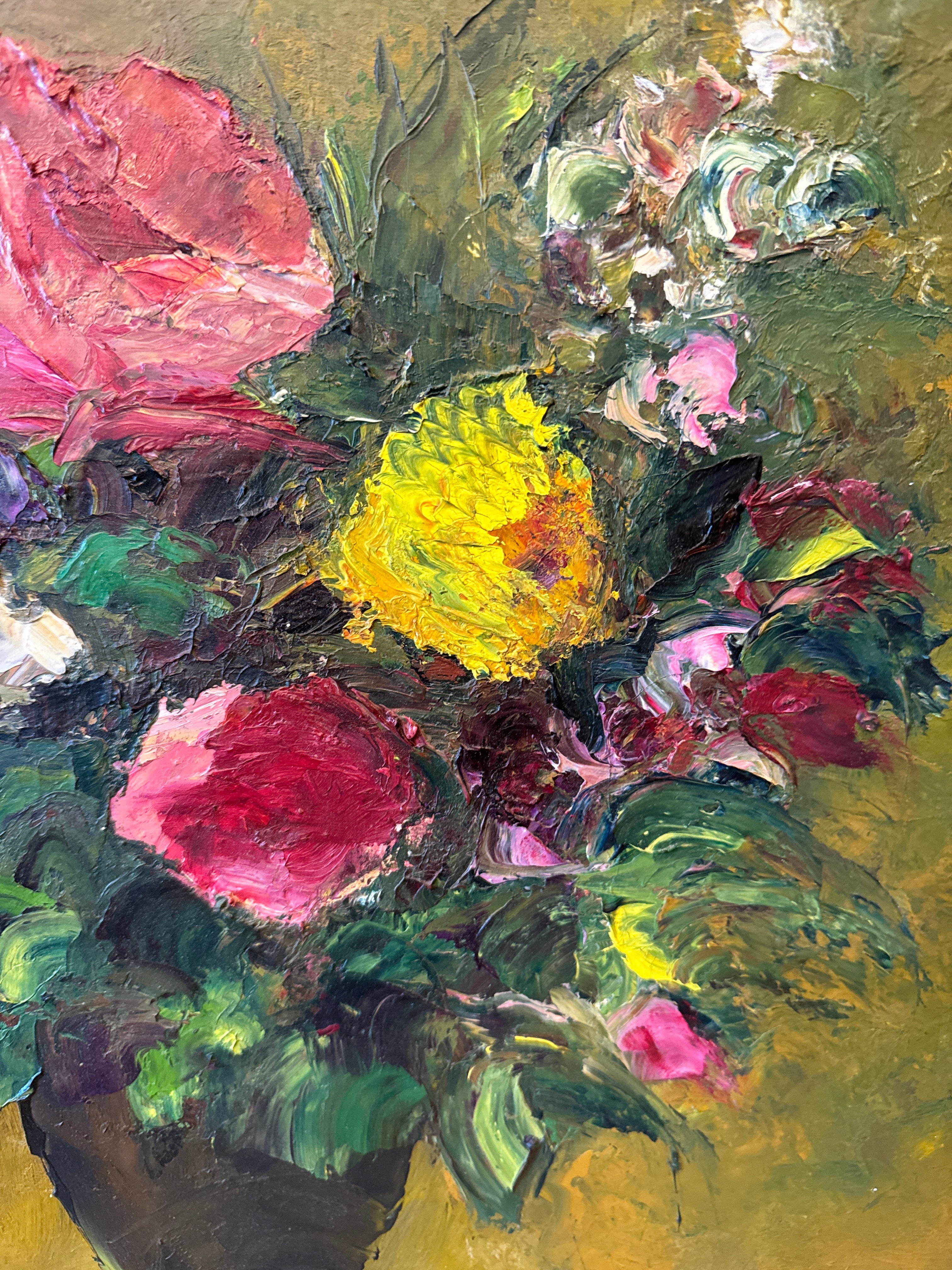 Original Antique French Botanical Canvas Painting