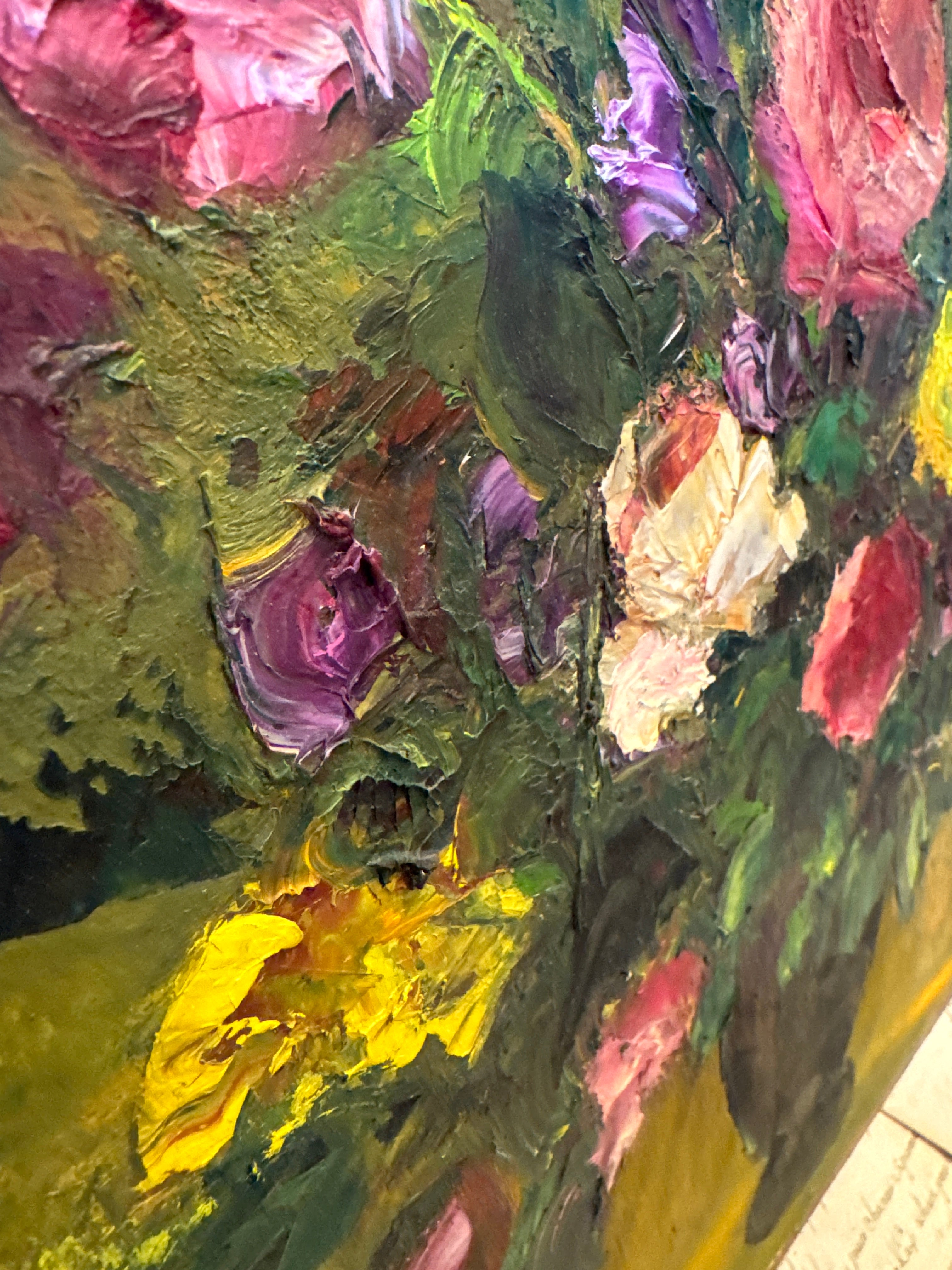 Original Antique French Botanical Canvas Painting