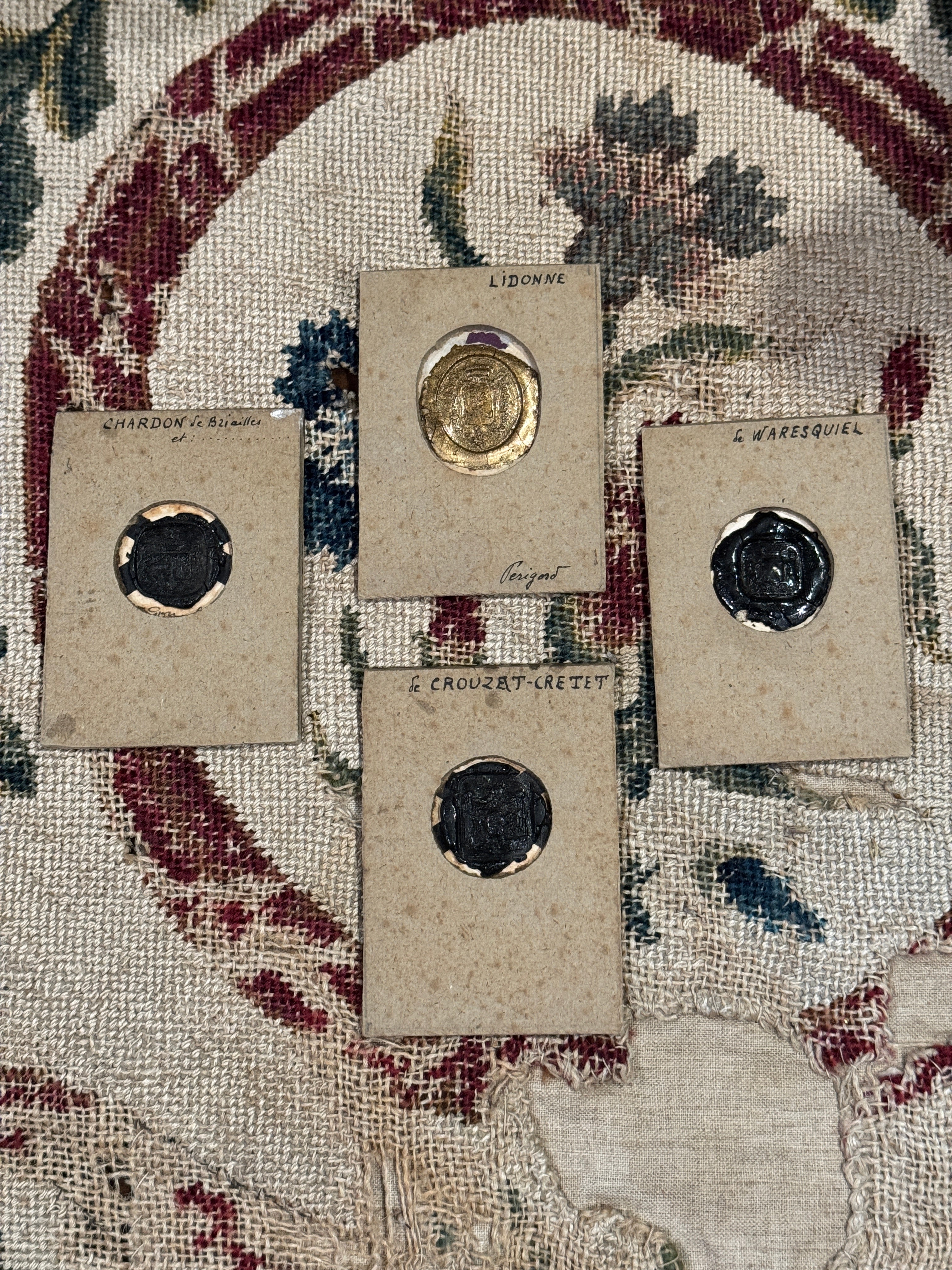 Antique French Framed Wax Seal Impressions