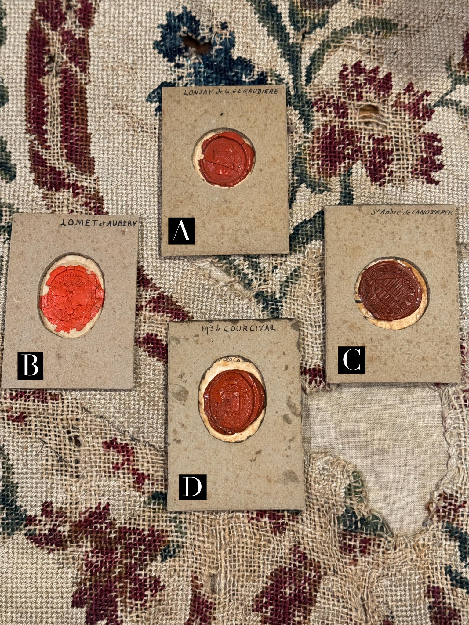 Antique French Framed Wax Seal Impressions