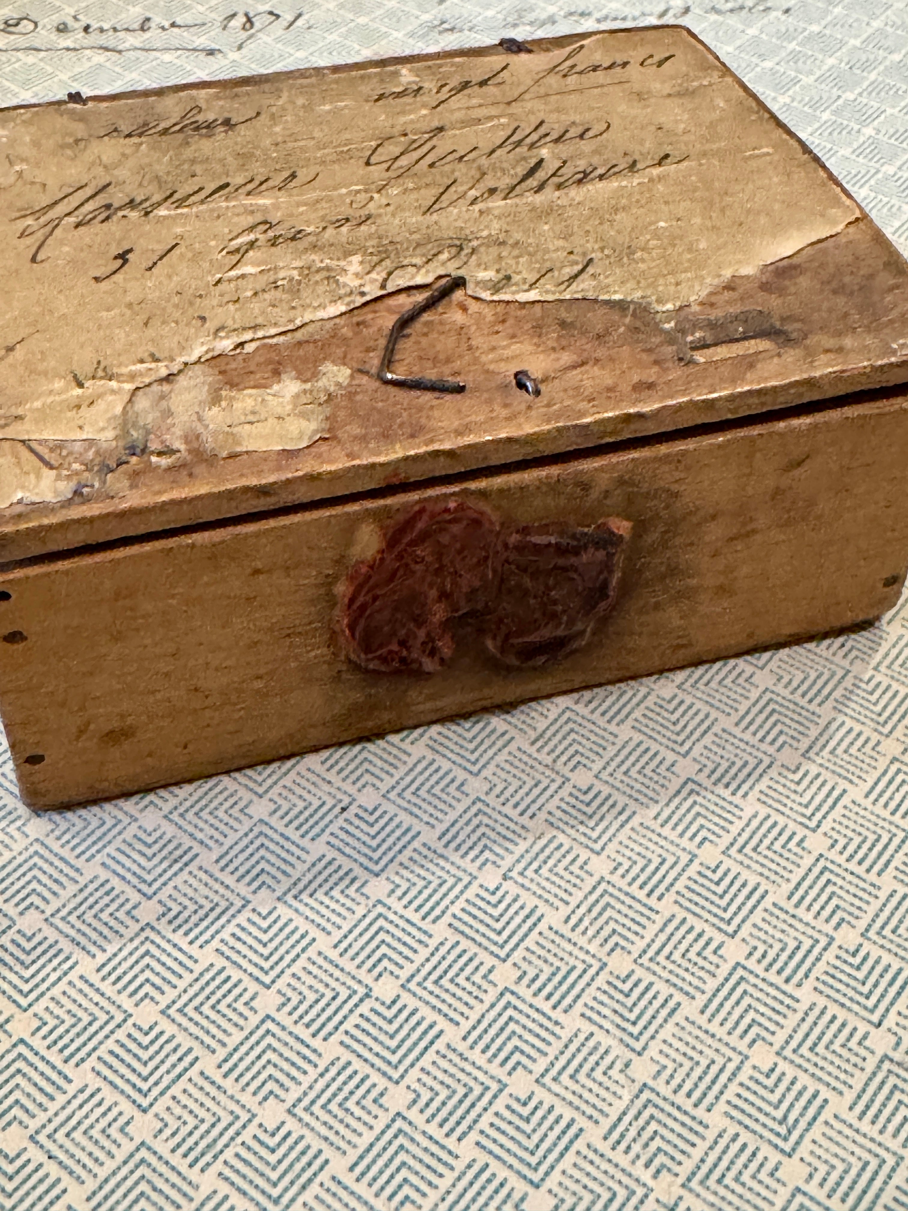 Antique French Boxes with Worn Red Seals