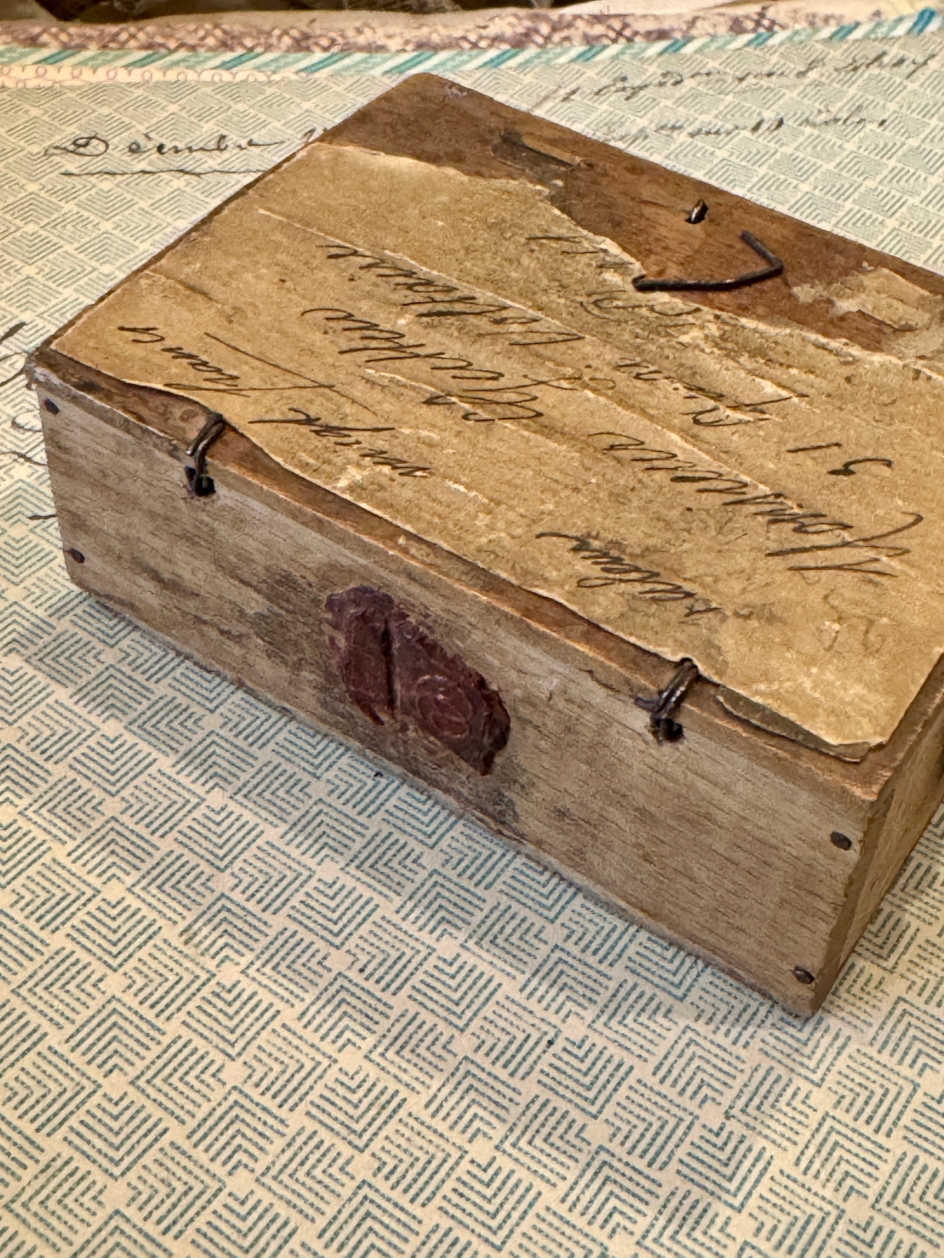 Antique French Boxes with Worn Red Seals