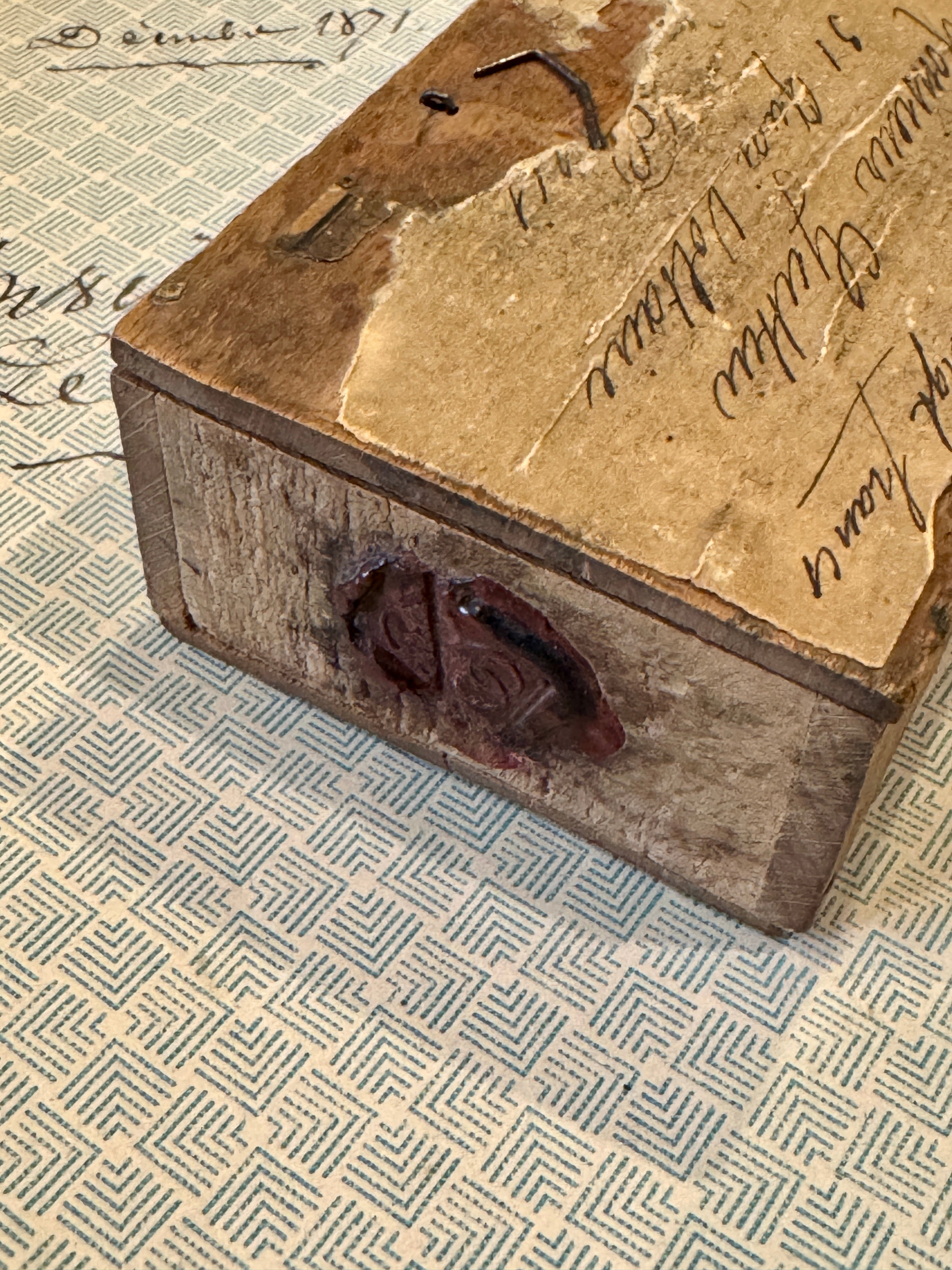 Antique French Boxes with Worn Red Seals