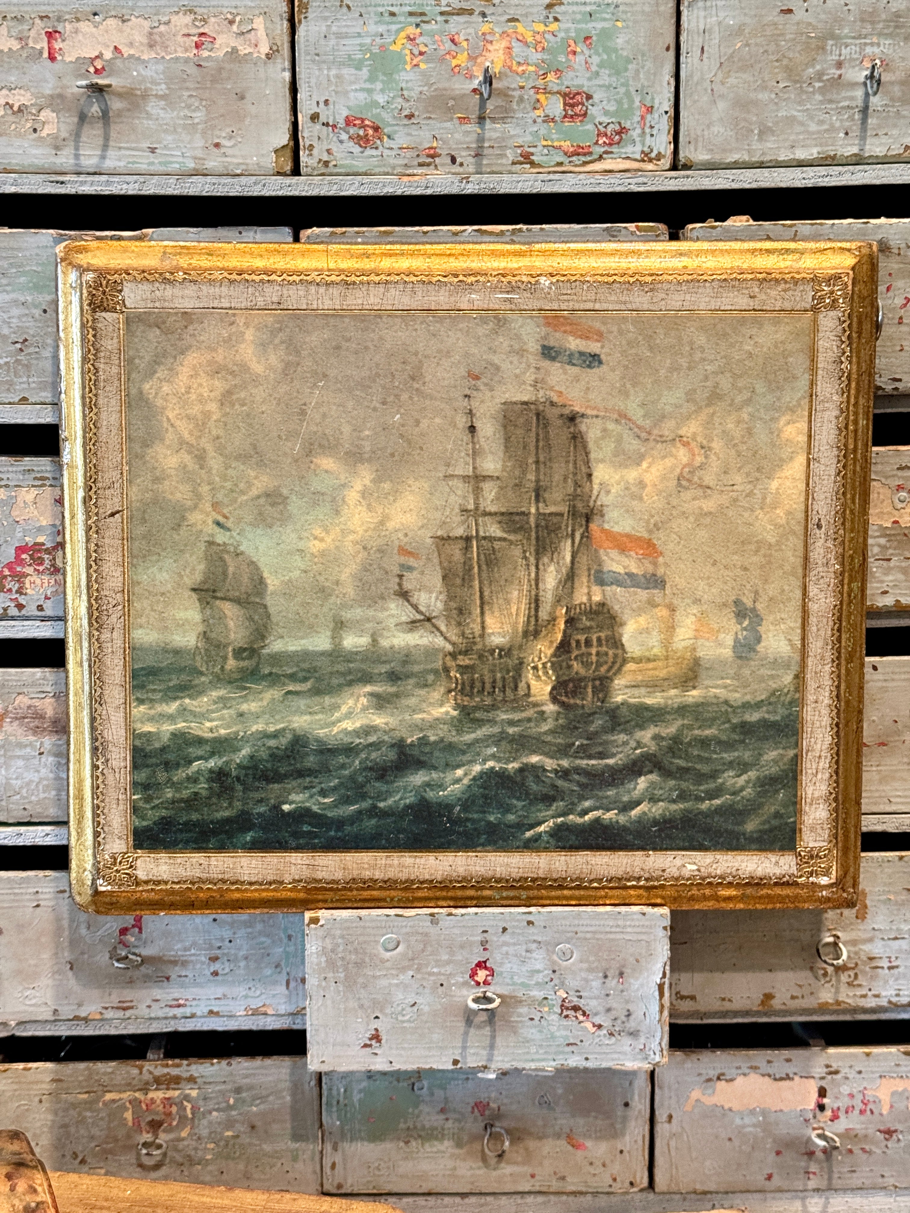 Italian Florentine Print on Wood Plaque