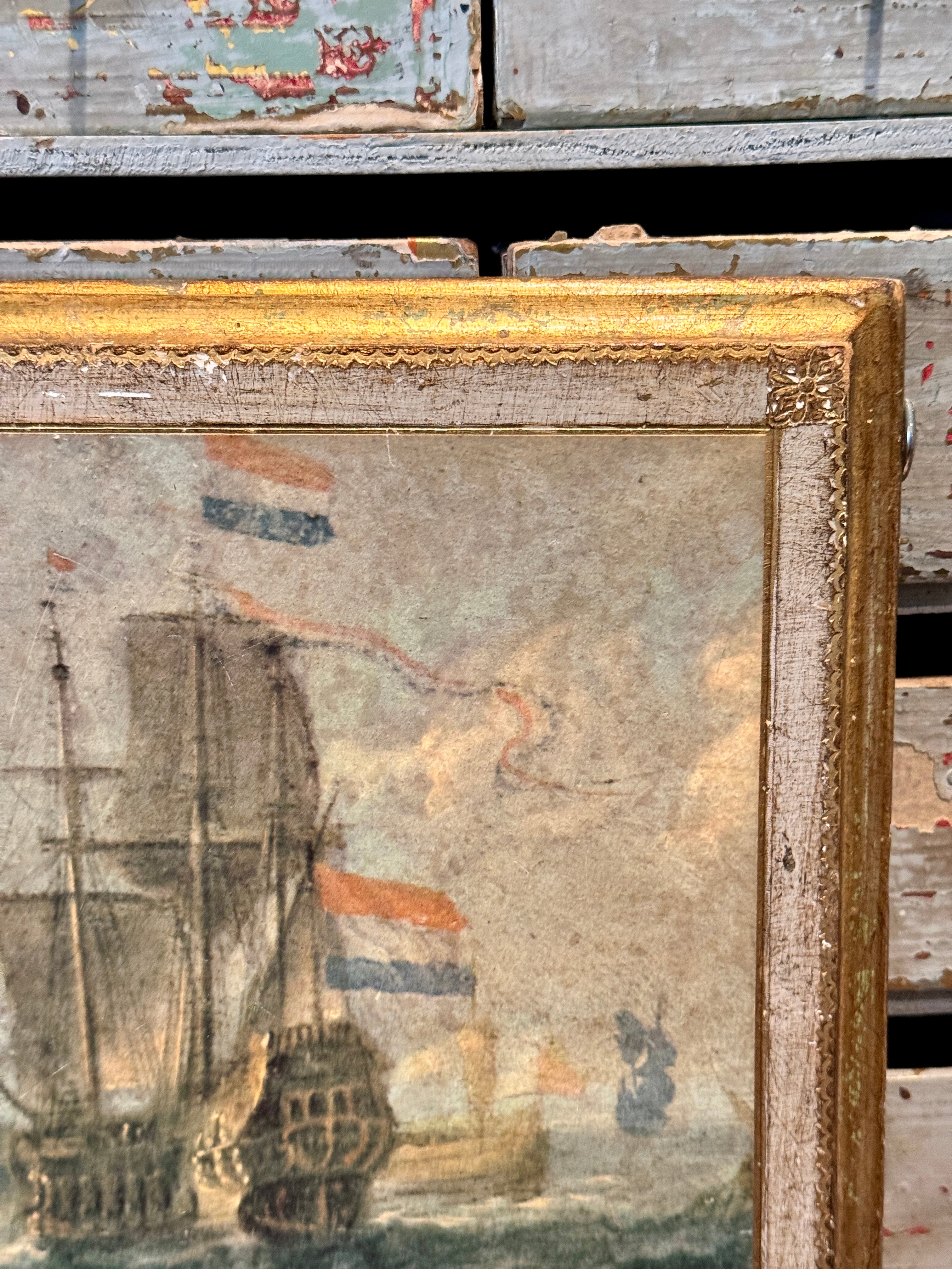 Italian Florentine Print on Wood Plaque