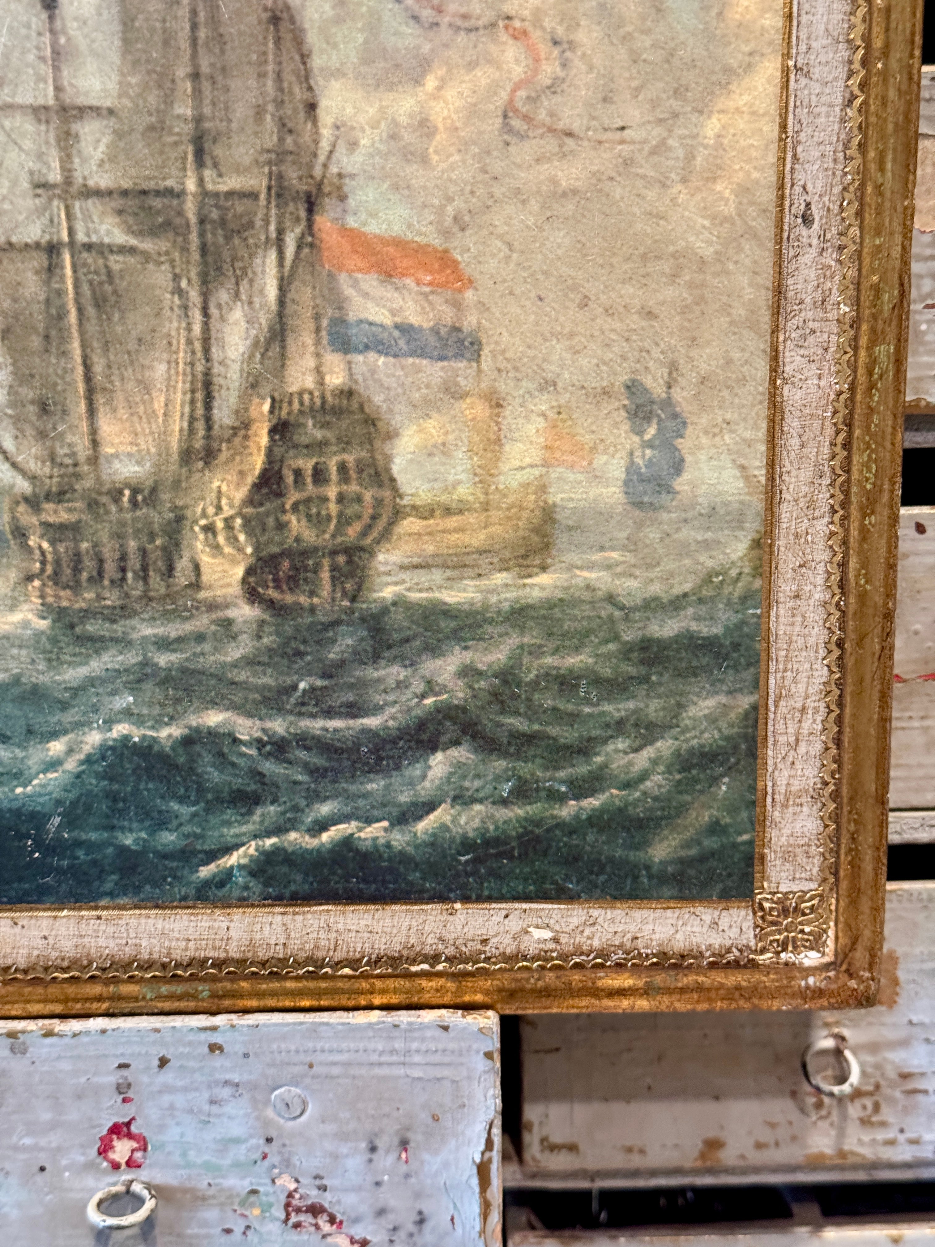 Italian Florentine Print on Wood Plaque