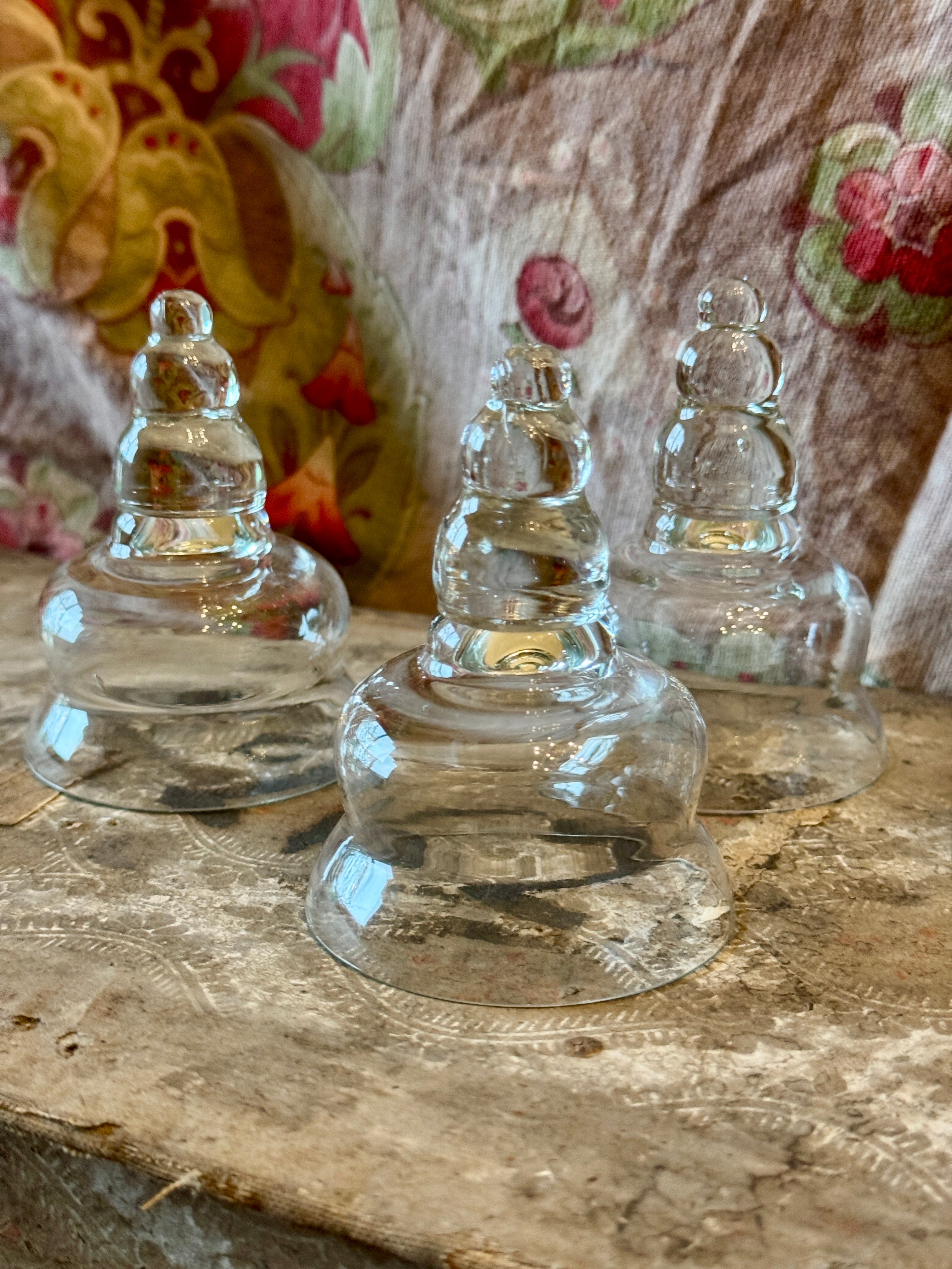 1800s Antique French Finial Glass Domes