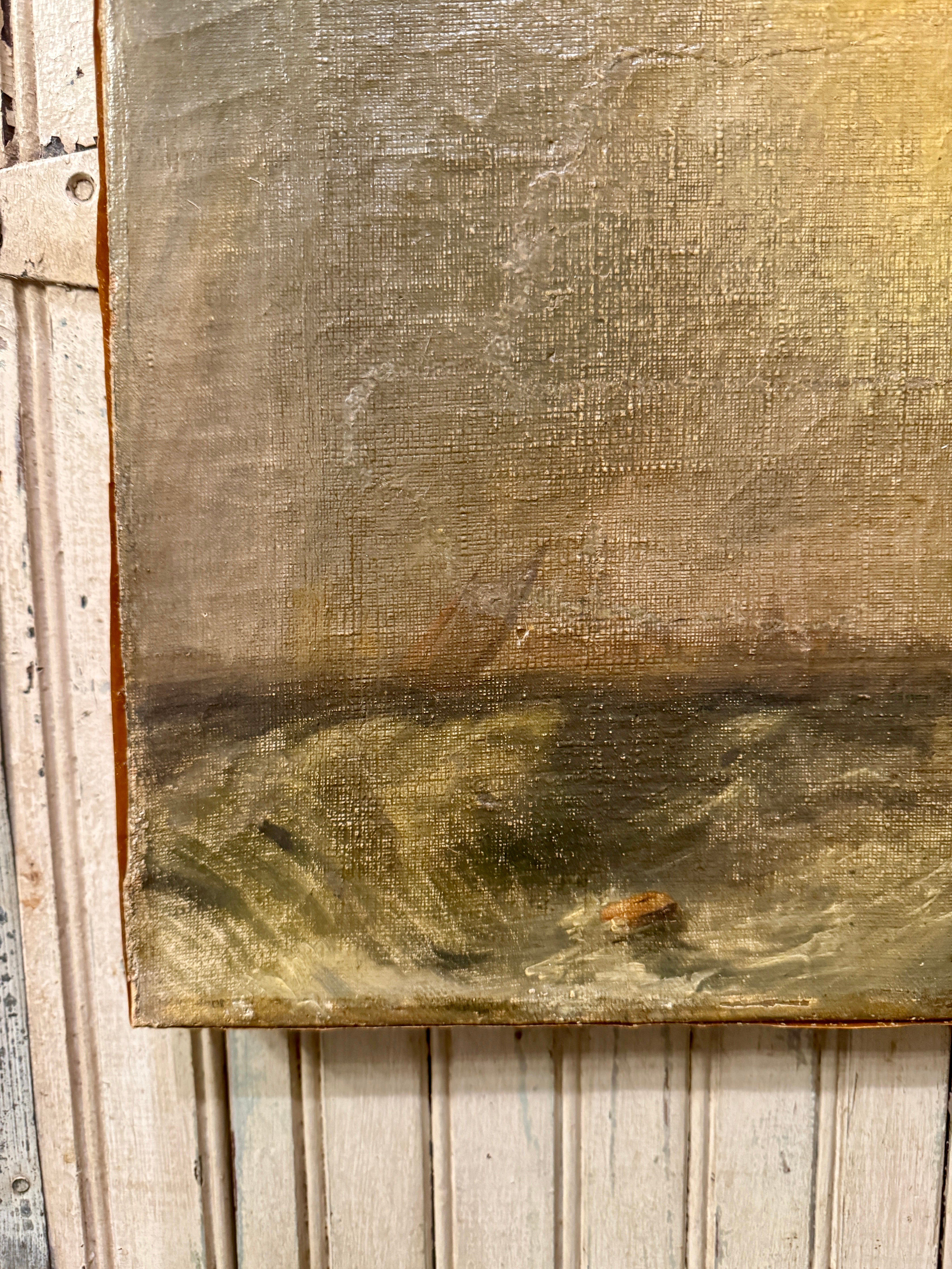 Antique 1800s Nautical Oil Painting