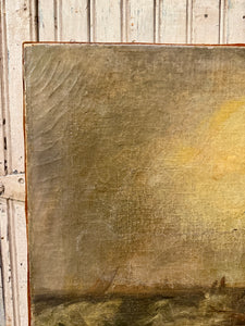 Antique 1800s Nautical Oil Painting