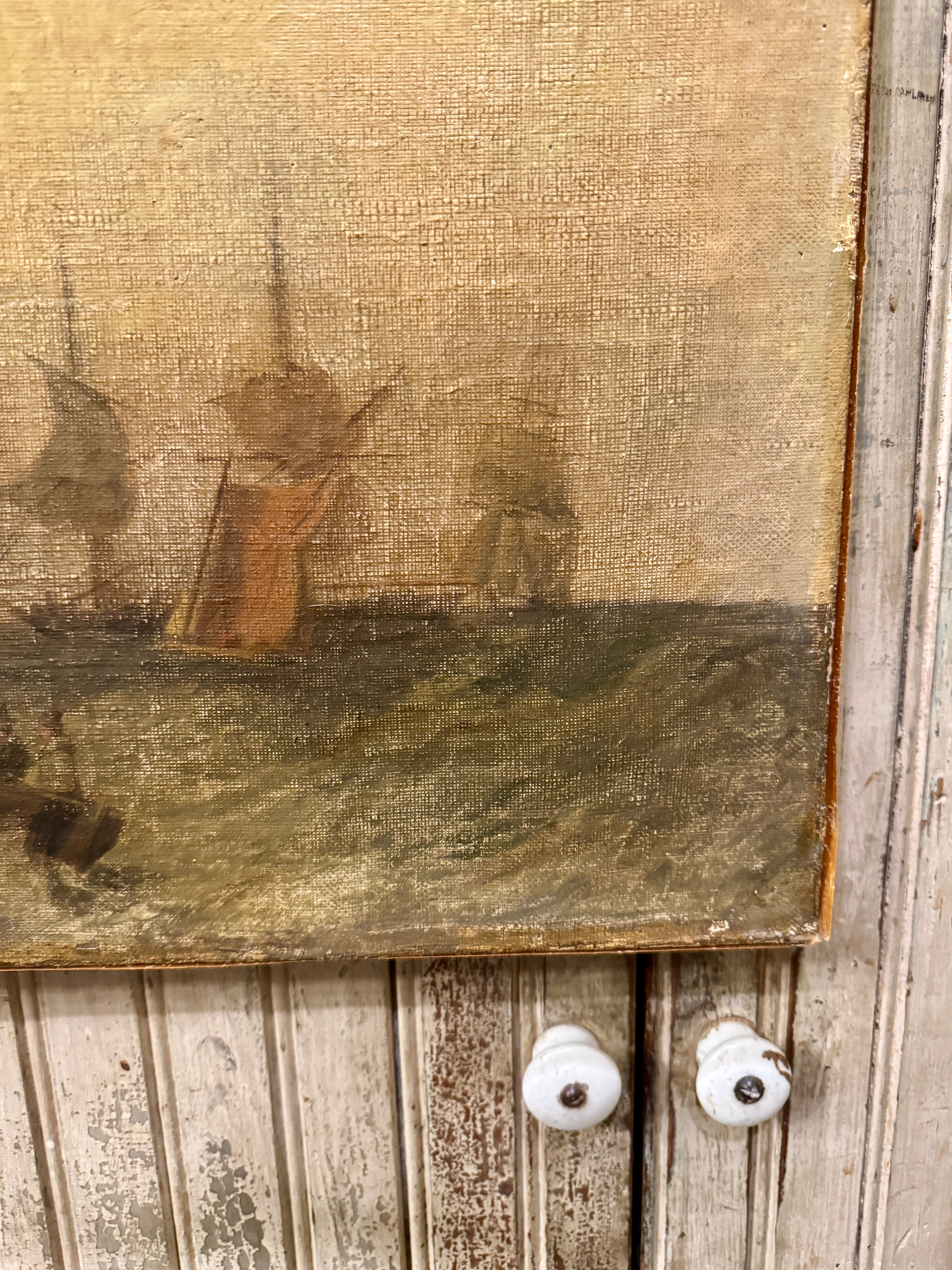 Antique 1800s Nautical Oil Painting