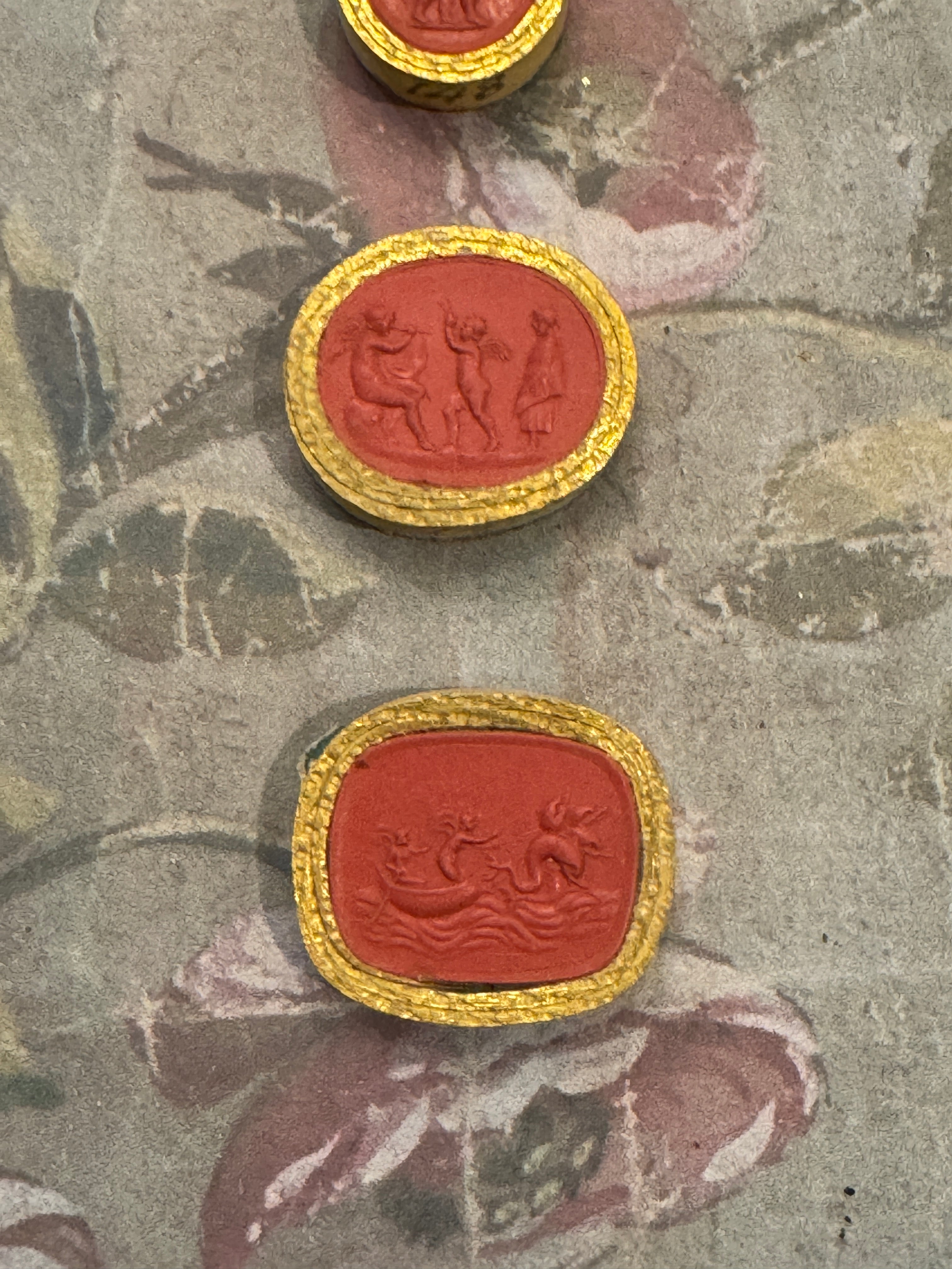 Very Rare Early 1800s Antique Red Sulfur Cherub Intaglios