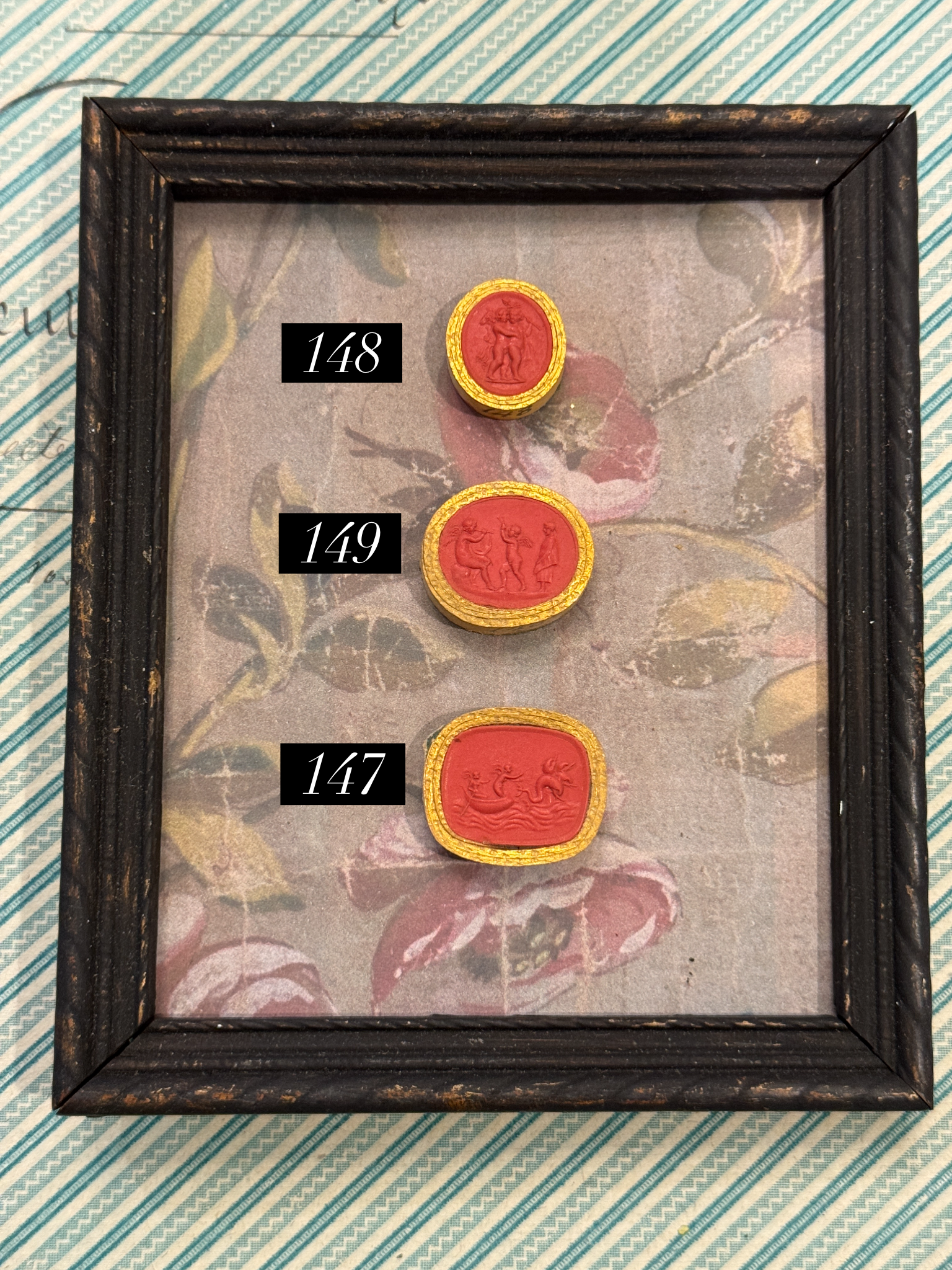 Very Rare Early 1800s Antique Red Sulfur Cherub Intaglios