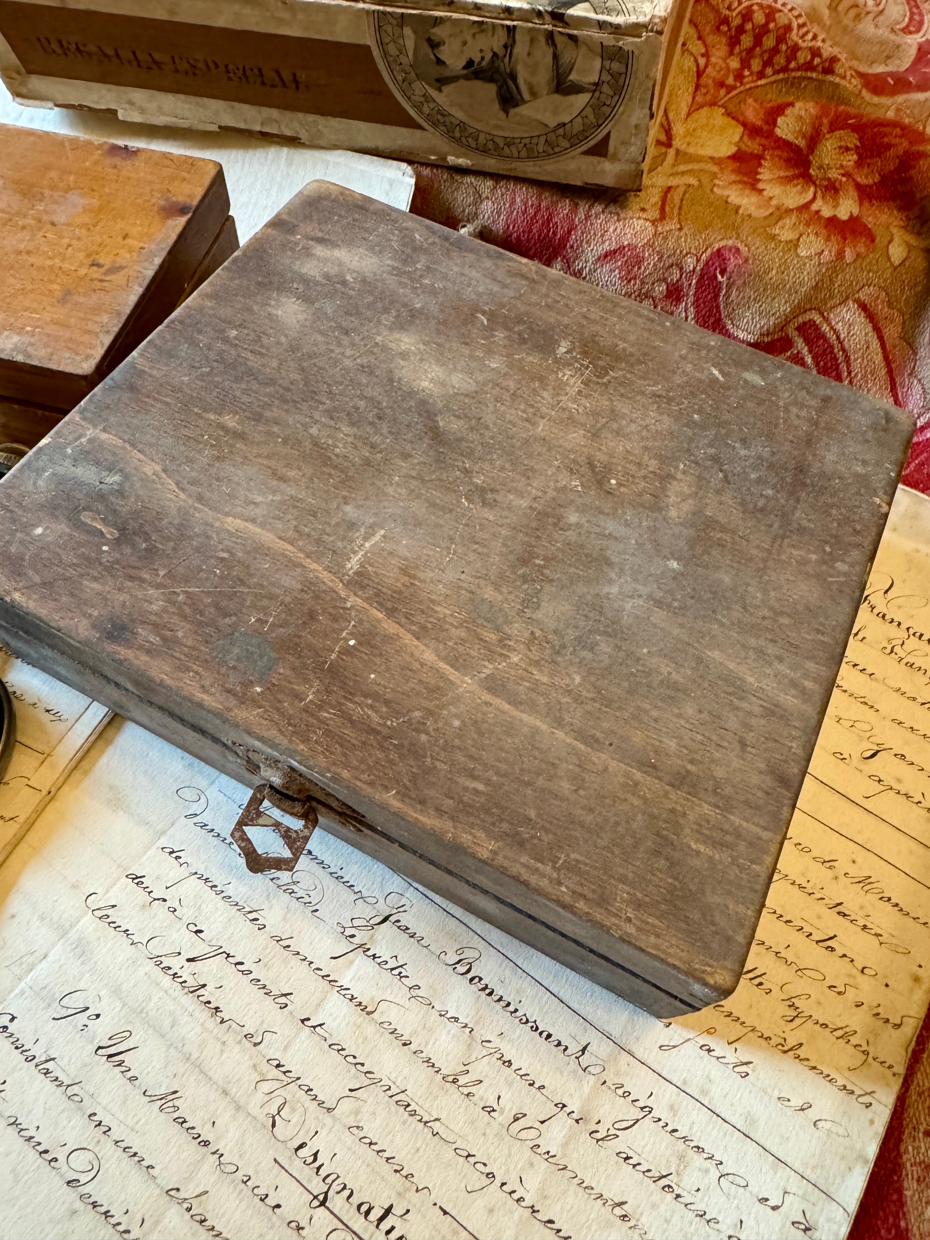 Antique French Watchmaker's Wooden Cases with Tubes