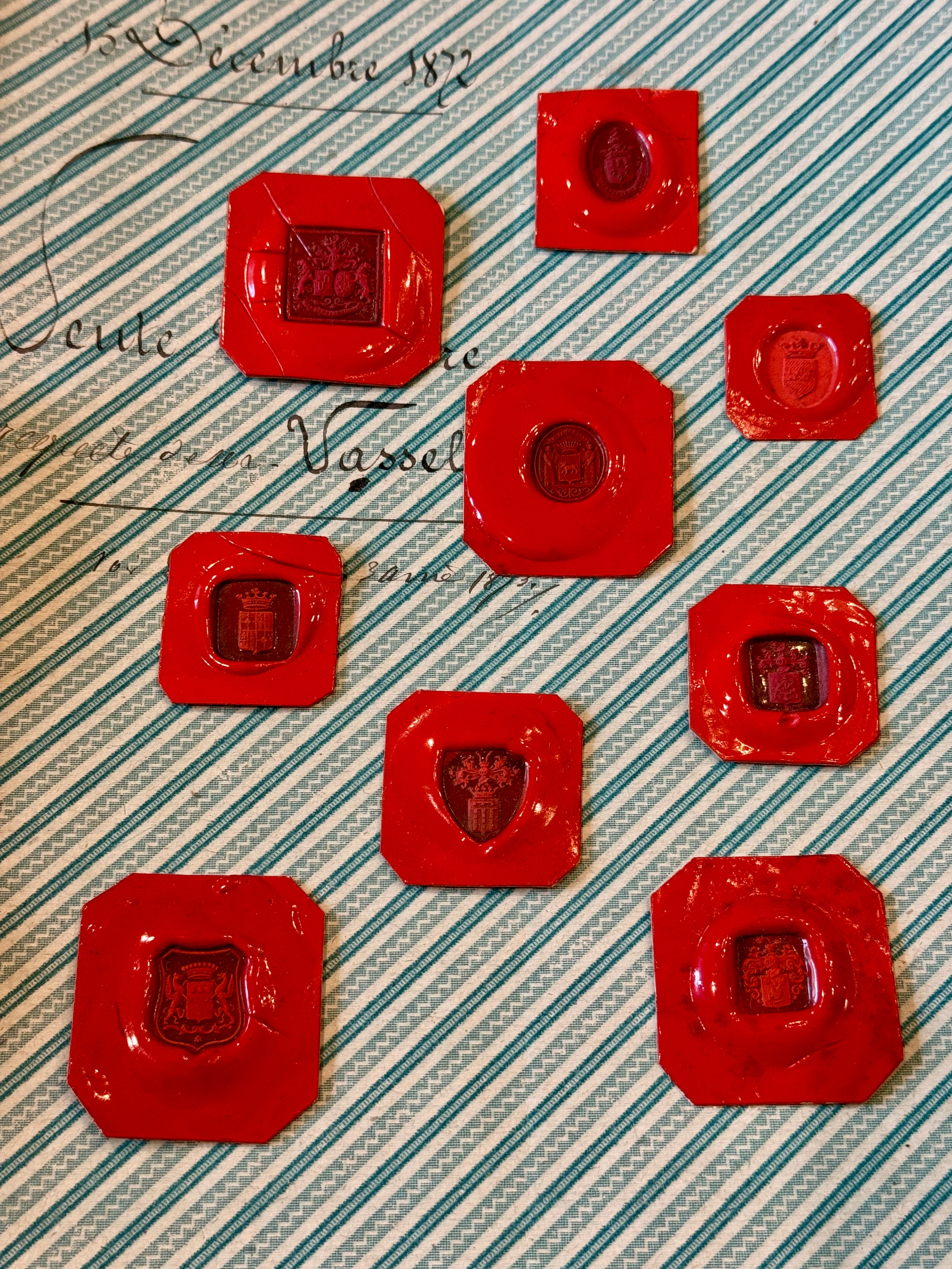 Rare French Red Wax Seal Impressions - H