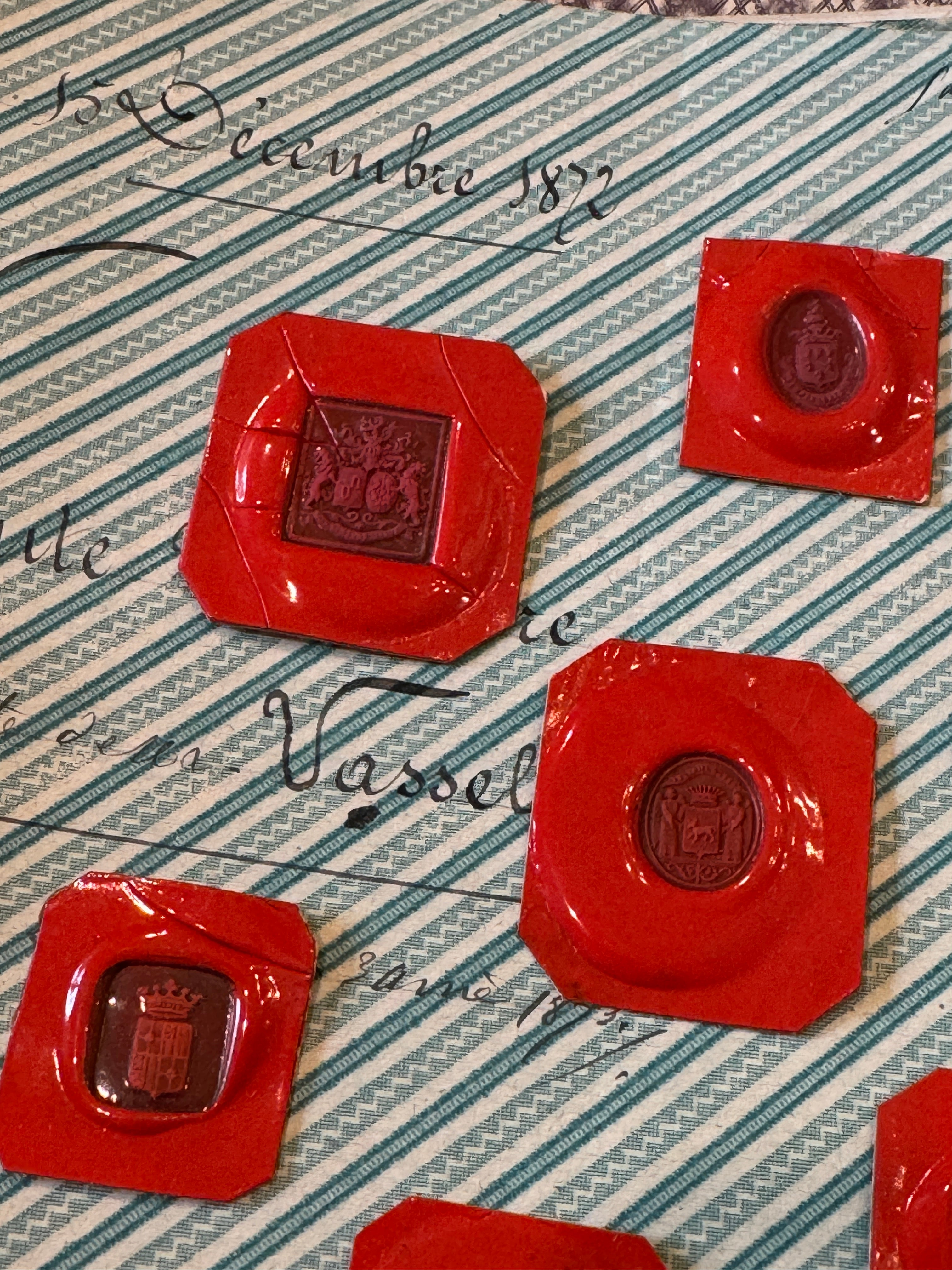 Rare French Red Wax Seal Impressions - H