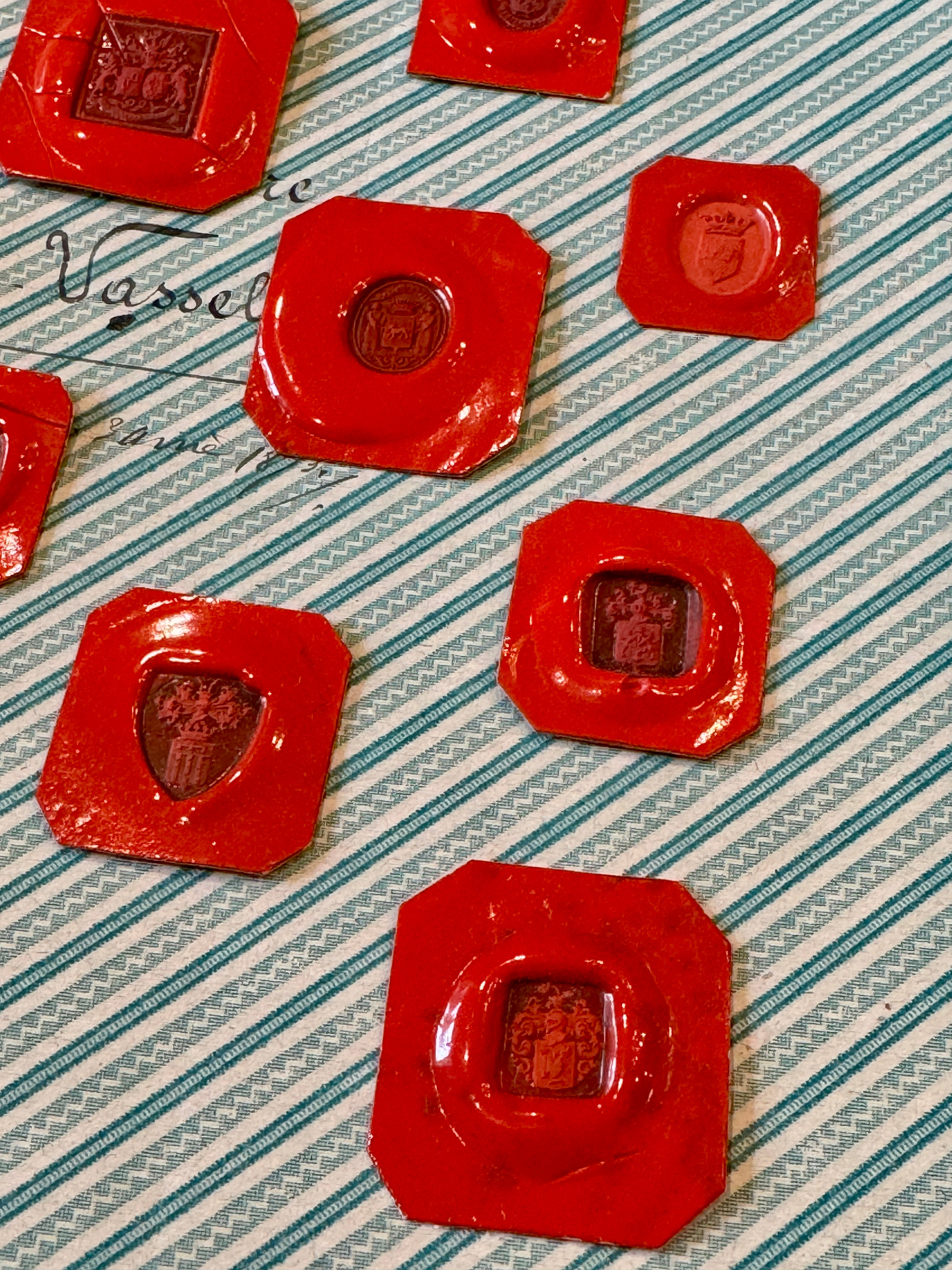 Rare French Red Wax Seal Impressions - H