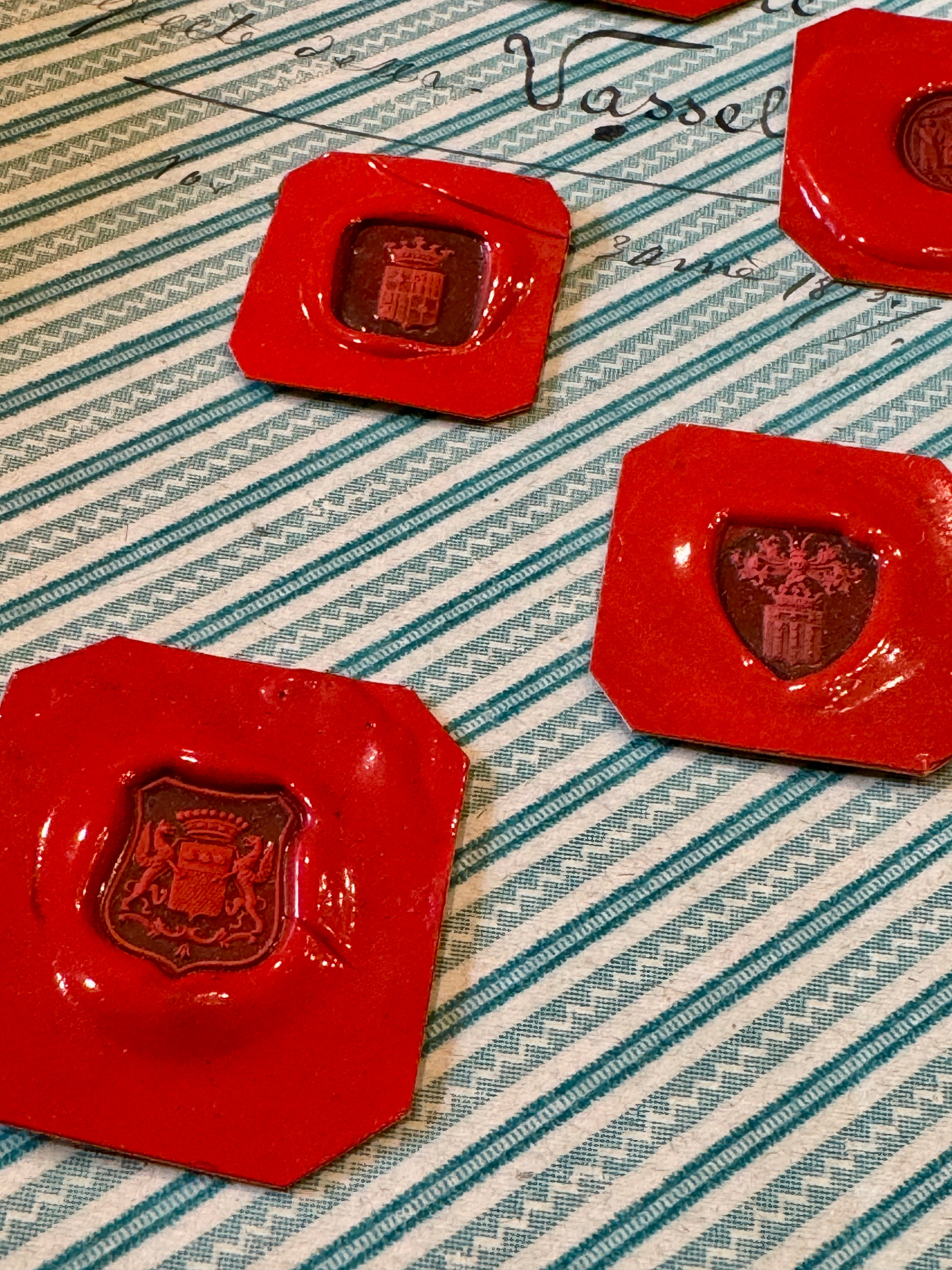 Rare French Red Wax Seal Impressions - H