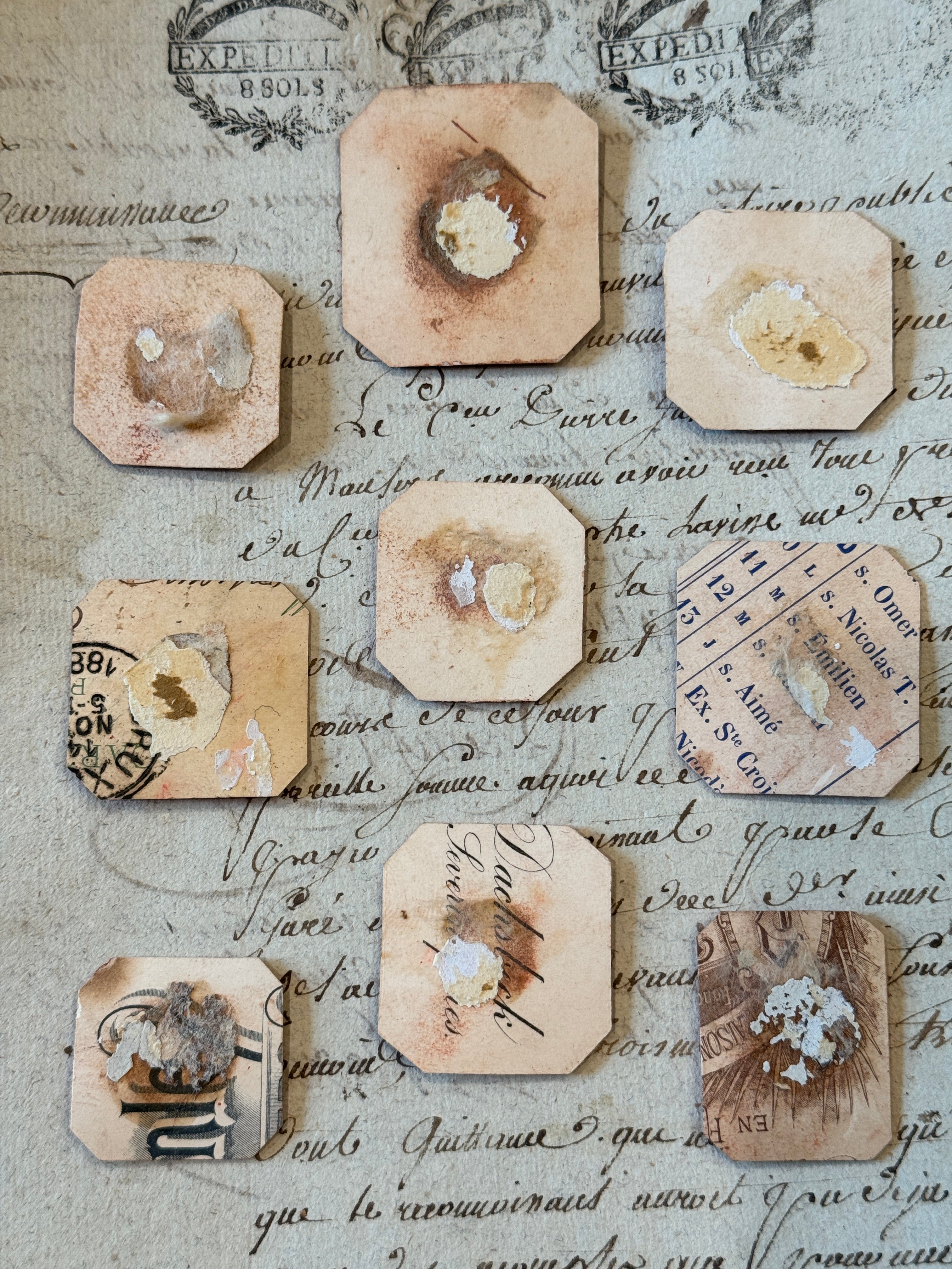 Rare French Red Wax Seal Impressions - J