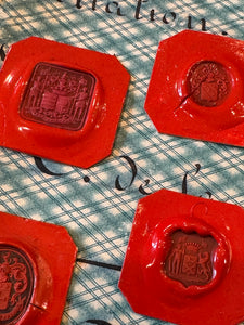 Rare French Red Wax Seal Impressions - M