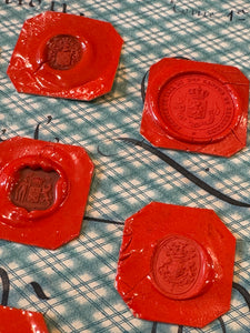 Rare French Red Wax Seal Impressions - M