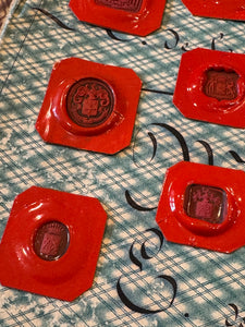 Rare French Red Wax Seal Impressions - M