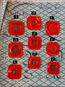 Rare French Red Wax Seal Impressions - M