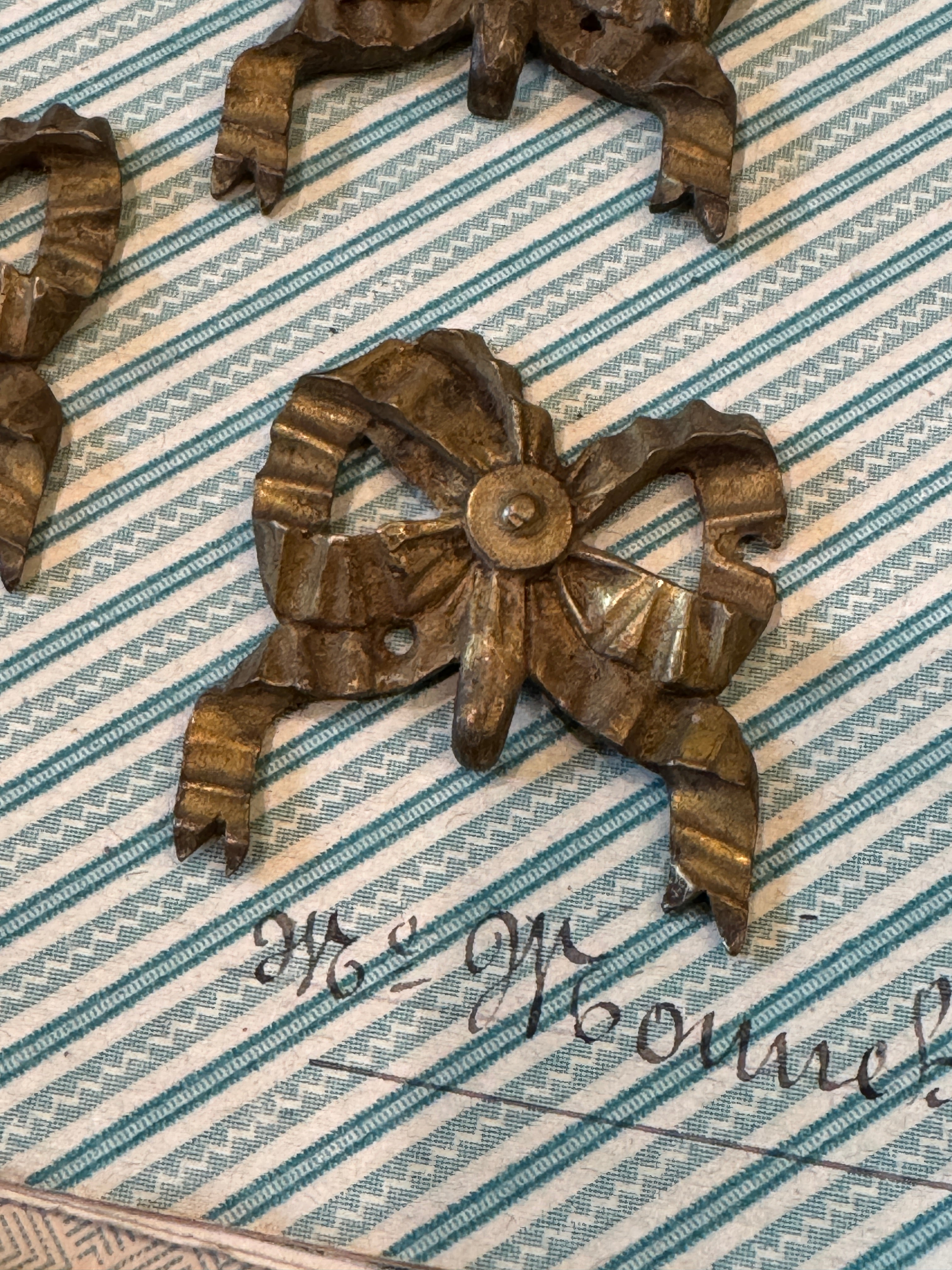 Antique 1800s Ormolu Bow Mounts