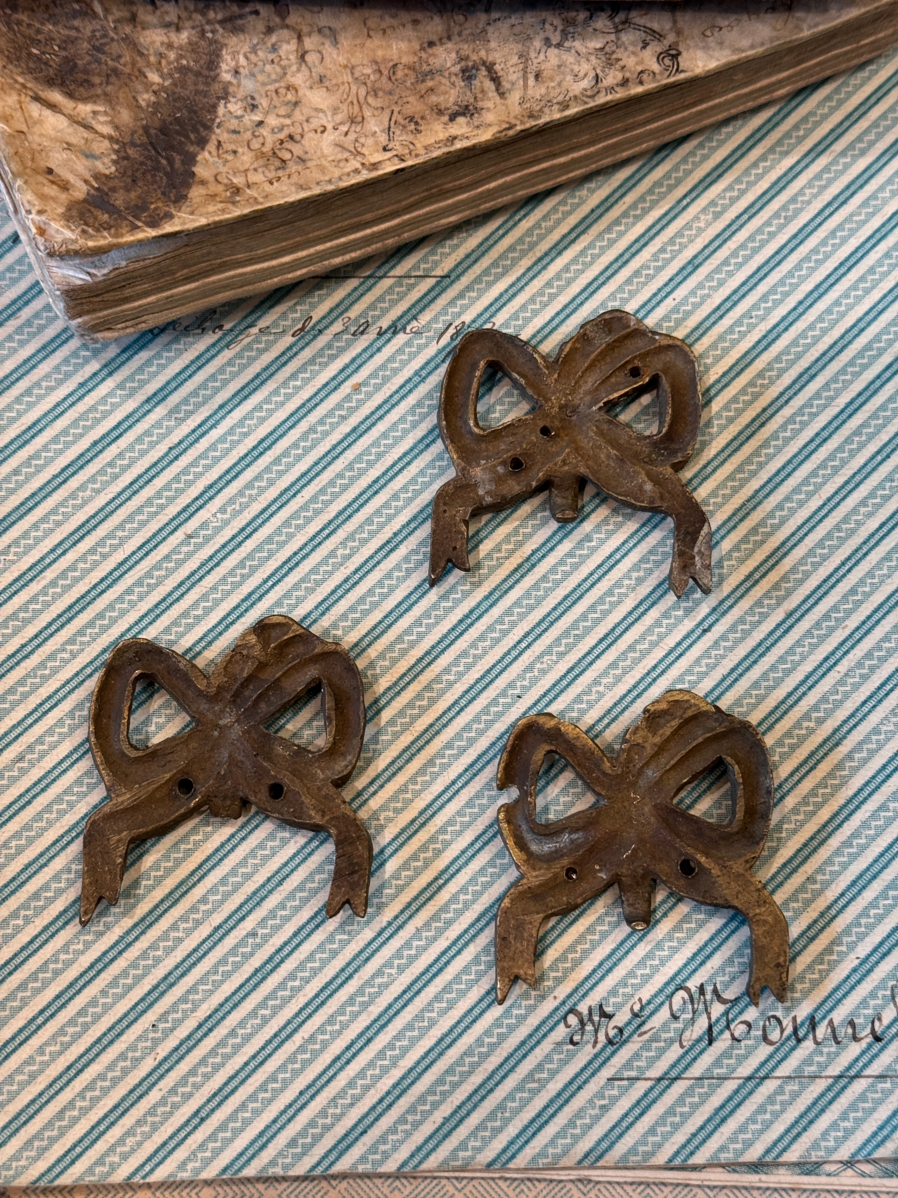 Antique 1800s Ormolu Bow Mounts