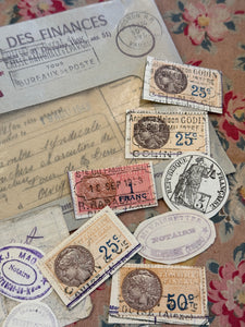 Antique French Envelope with Misc. Ephemera