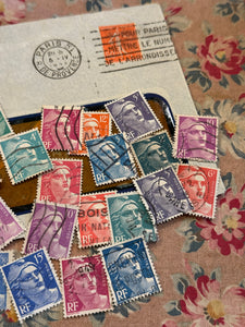 Antique French Envelope filled with stamps