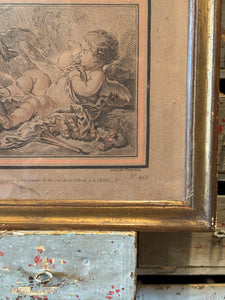 Antique French Late 1800s Angel Engraving - Piece 1