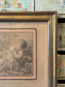 Antique French Late 1800s Angel Engraving - Piece 1