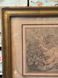 Antique French Late 1800s Angel Engraving - Piece 1