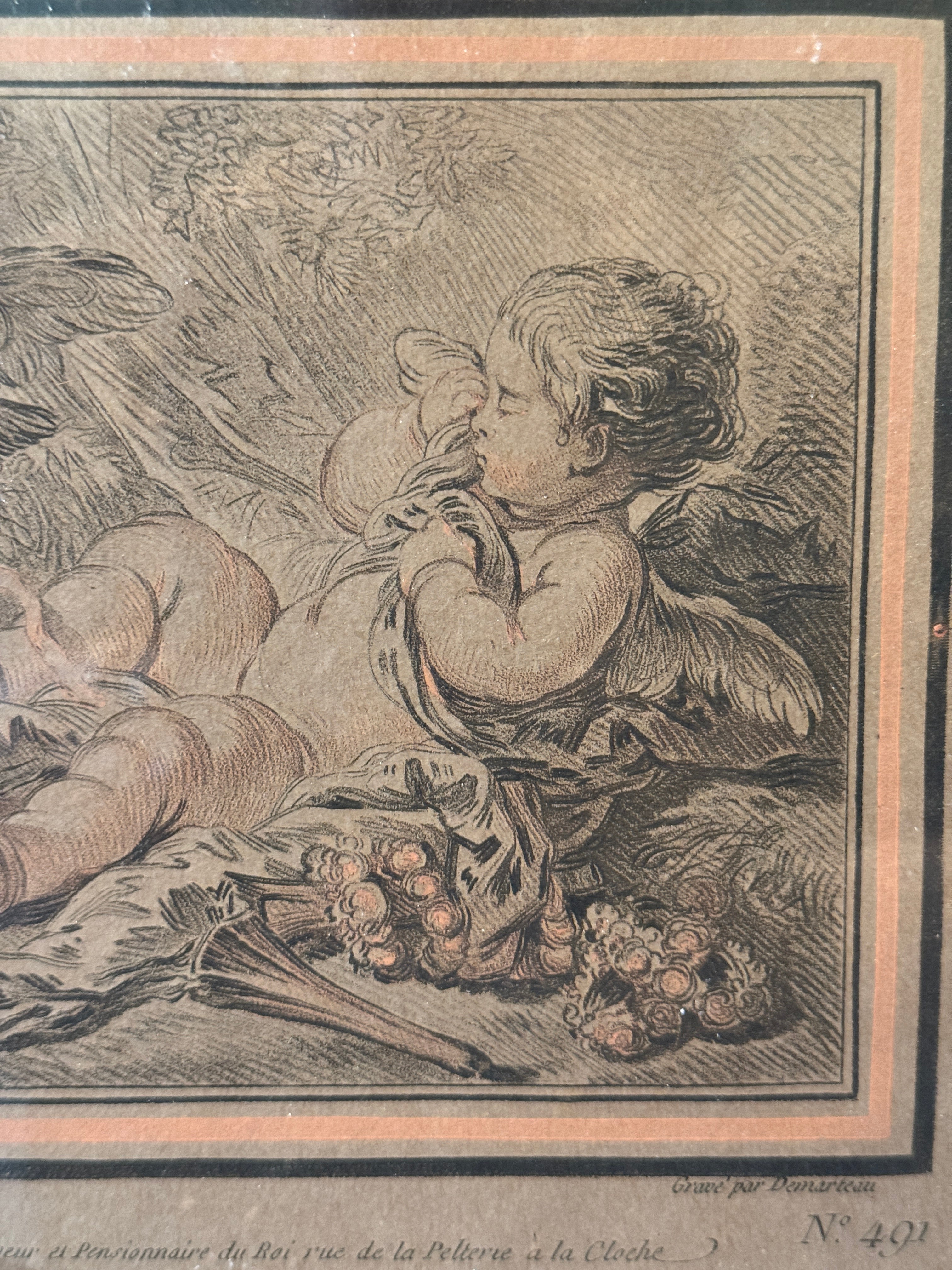 Antique French Late 1800s Angel Engraving - Piece 1
