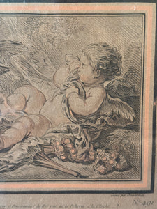 Antique French Late 1800s Angel Engraving - Piece 1