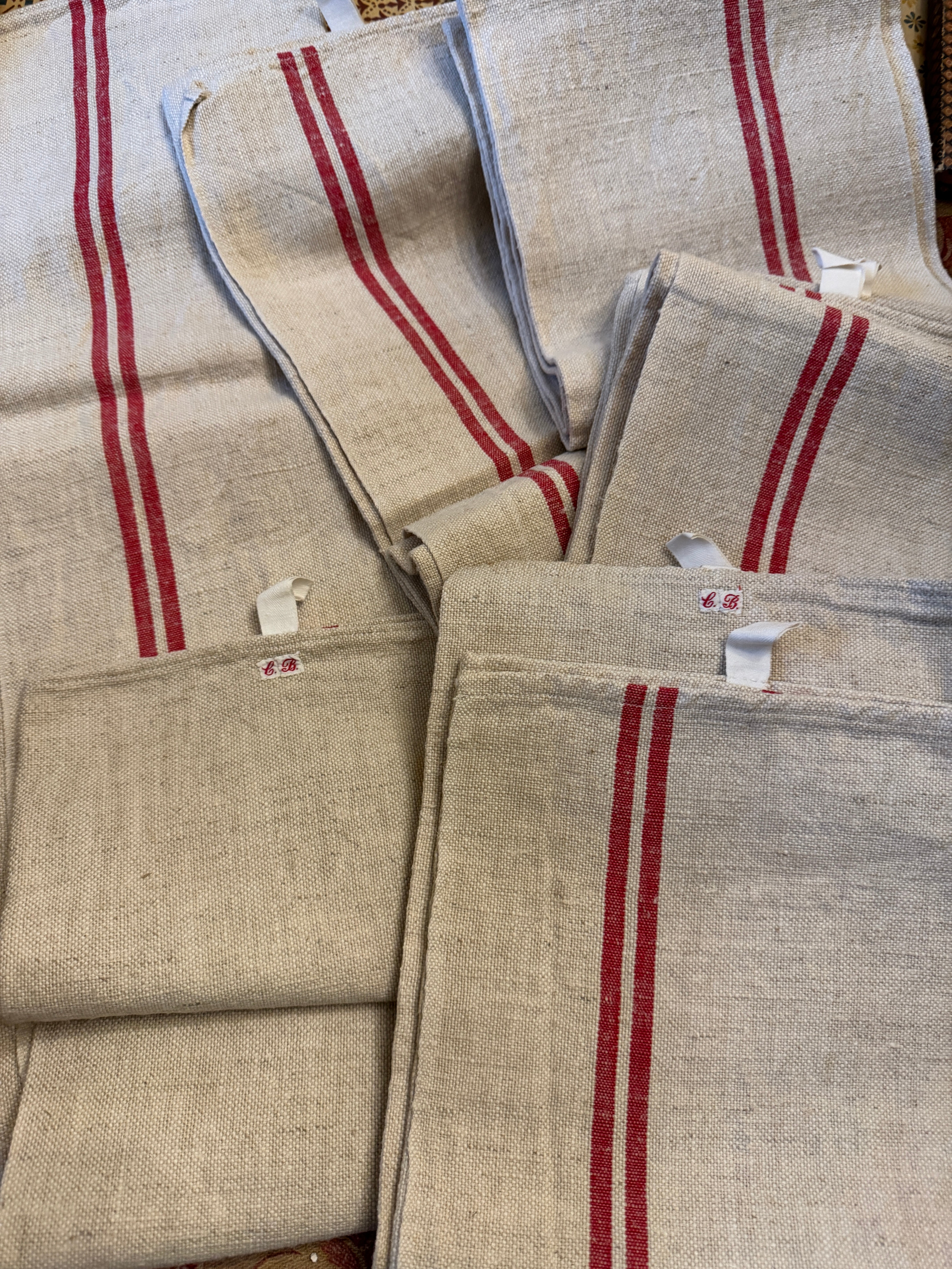 French Striped Linen/Hemp Torchon