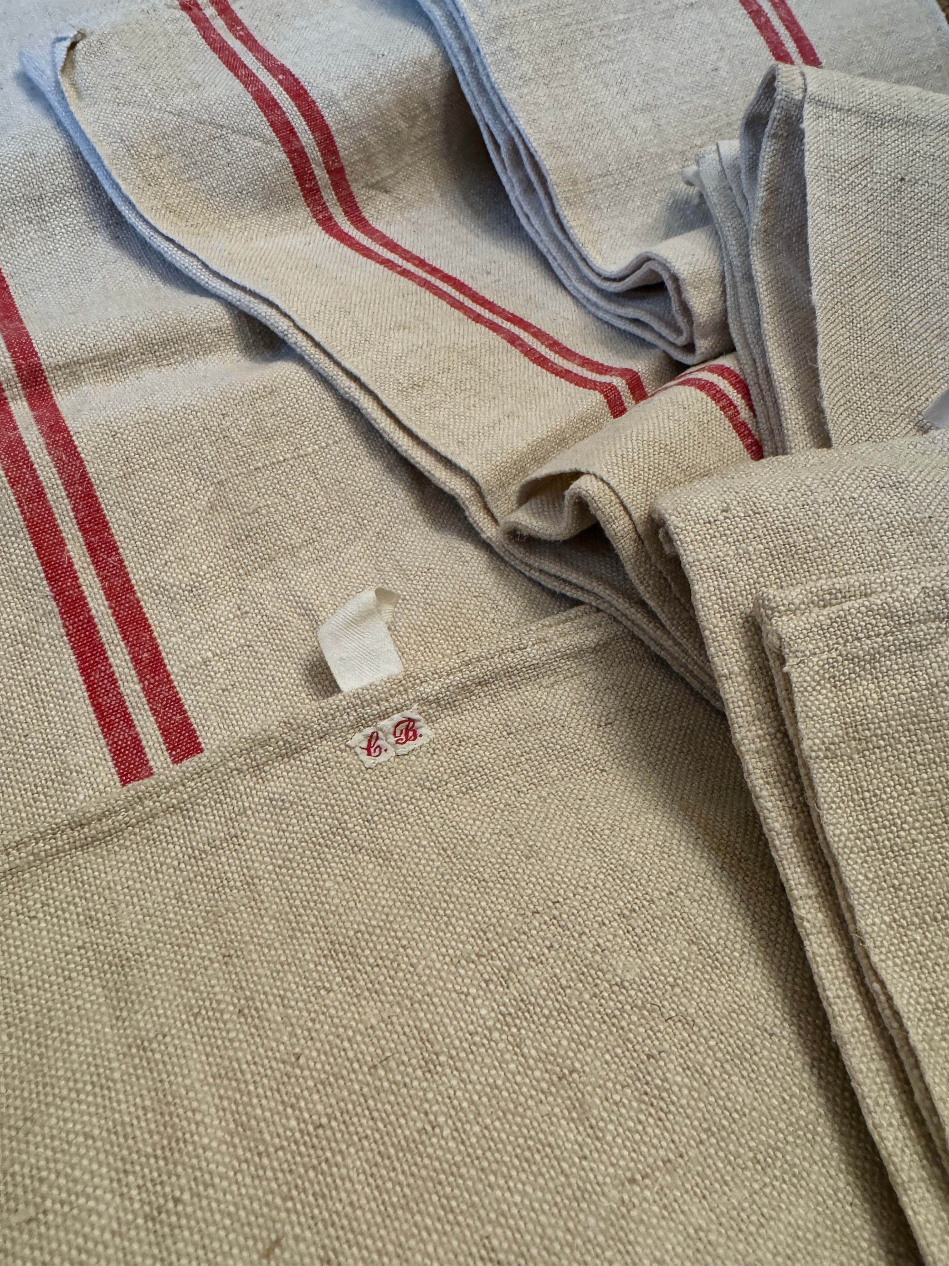 French Striped Linen/Hemp Torchon