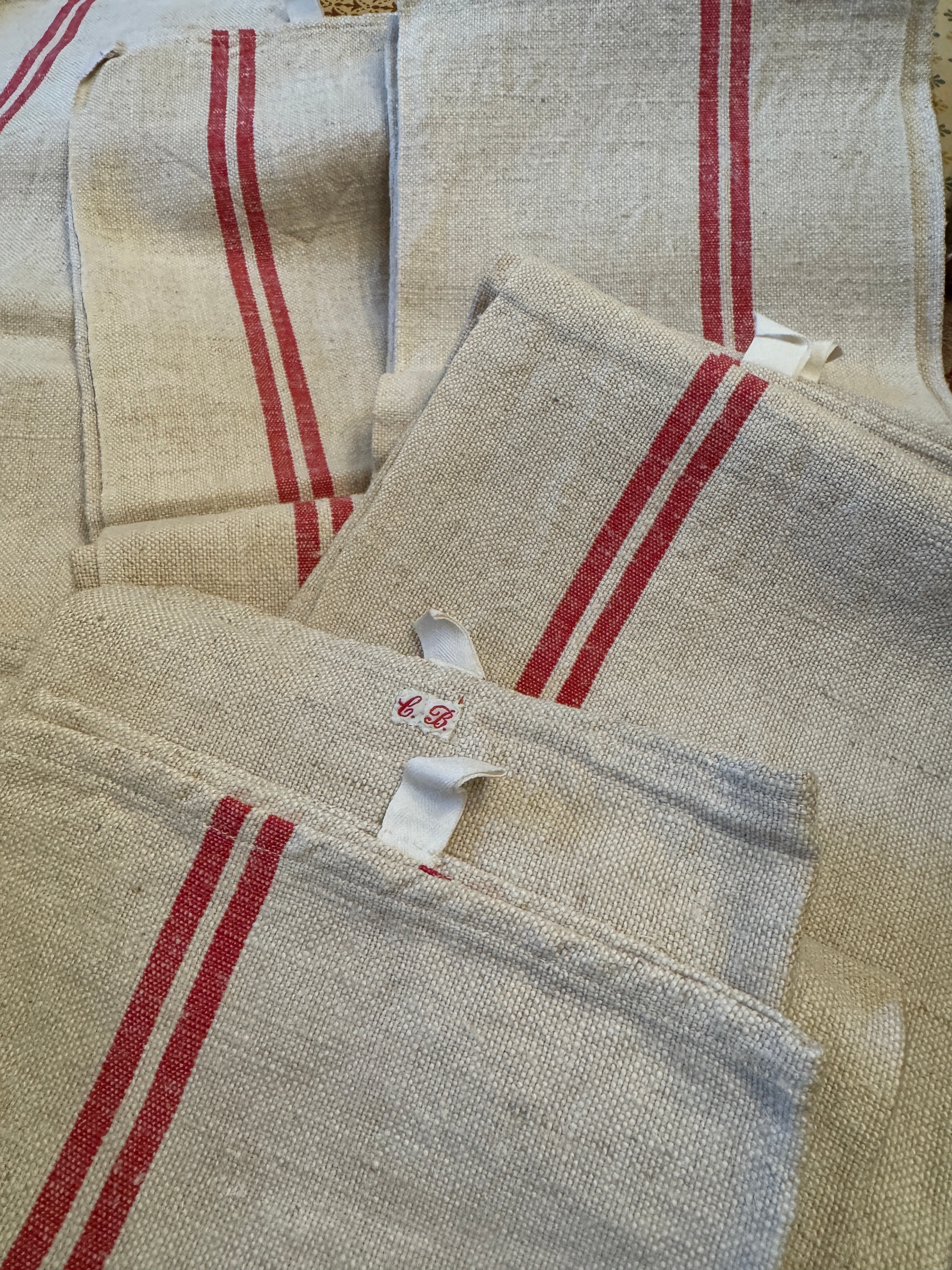 French Striped Linen/Hemp Torchon