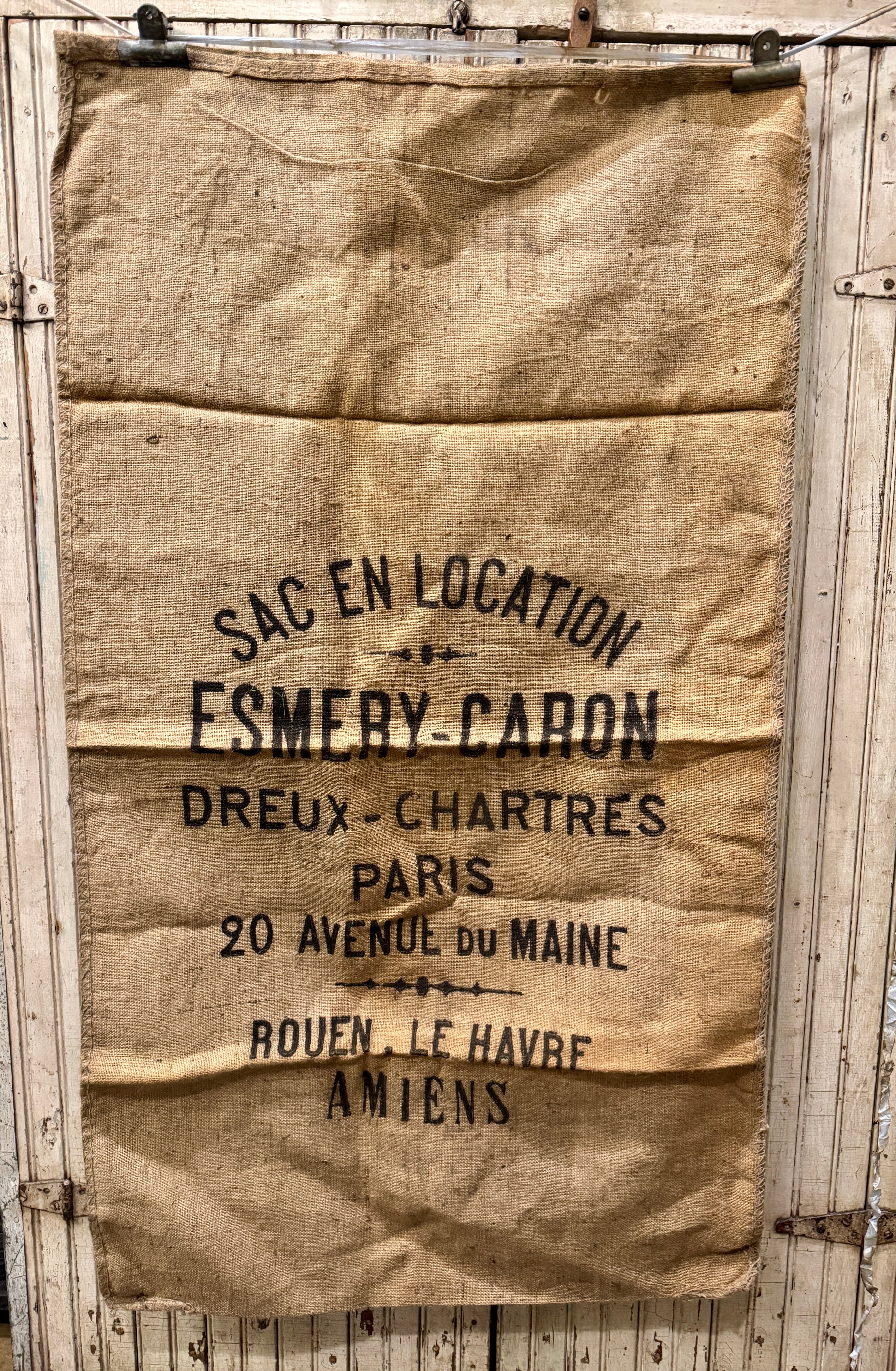 Antique 19th Century French "PARIS" Linen and Hemp Sack