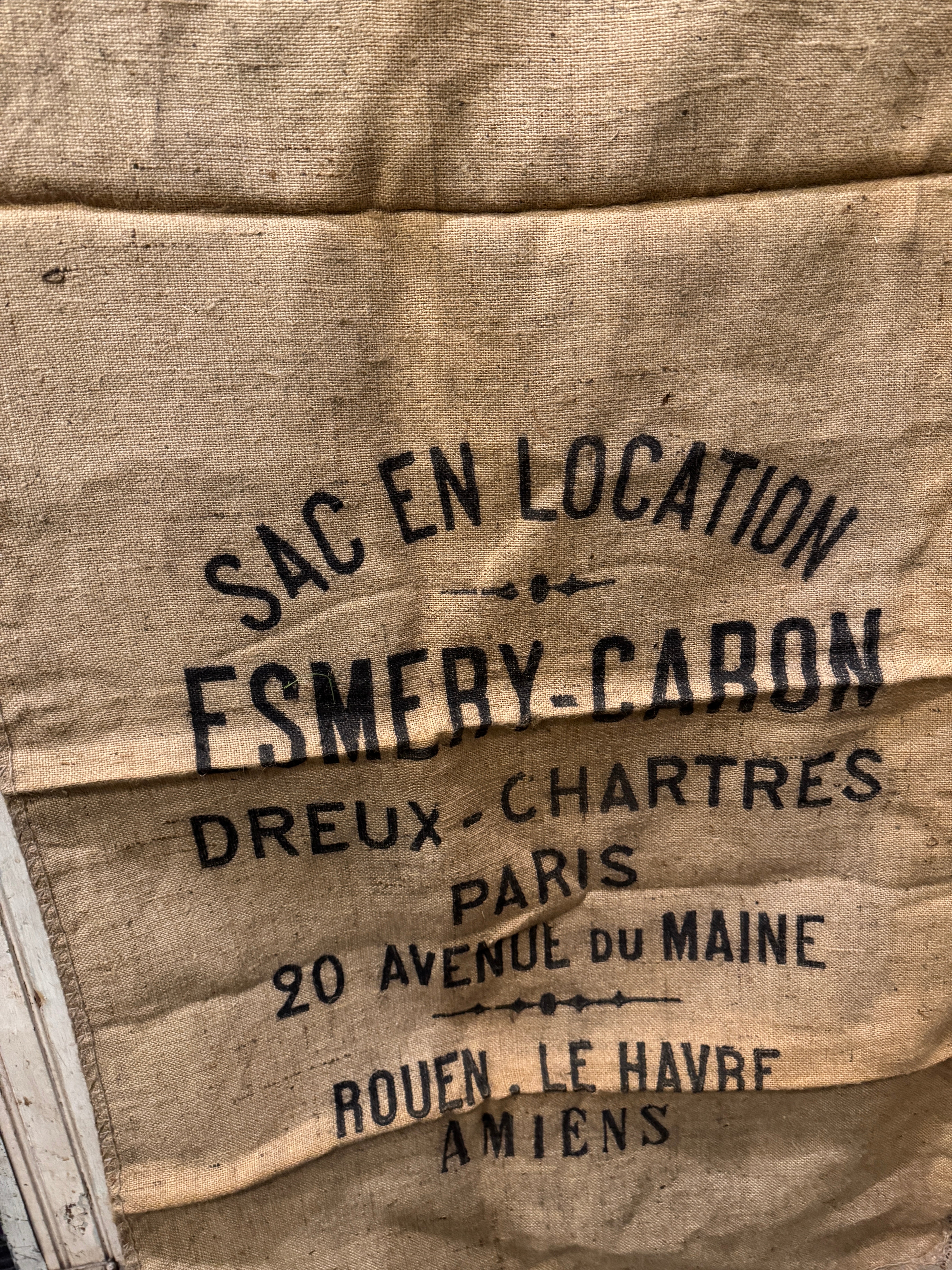 Antique 19th Century French "PARIS" Linen and Hemp Sack