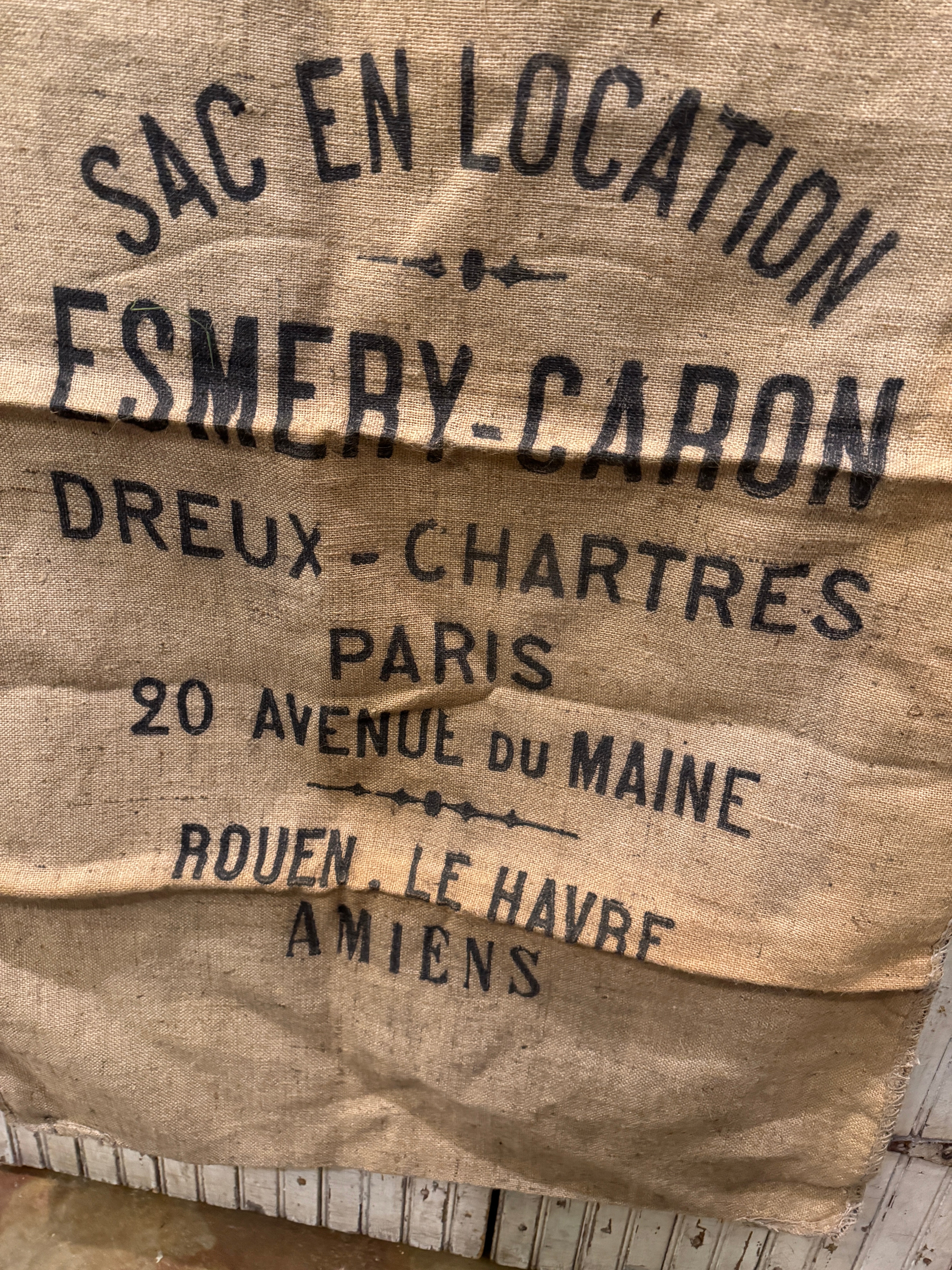 Antique 19th Century French "PARIS" Linen and Hemp Sack